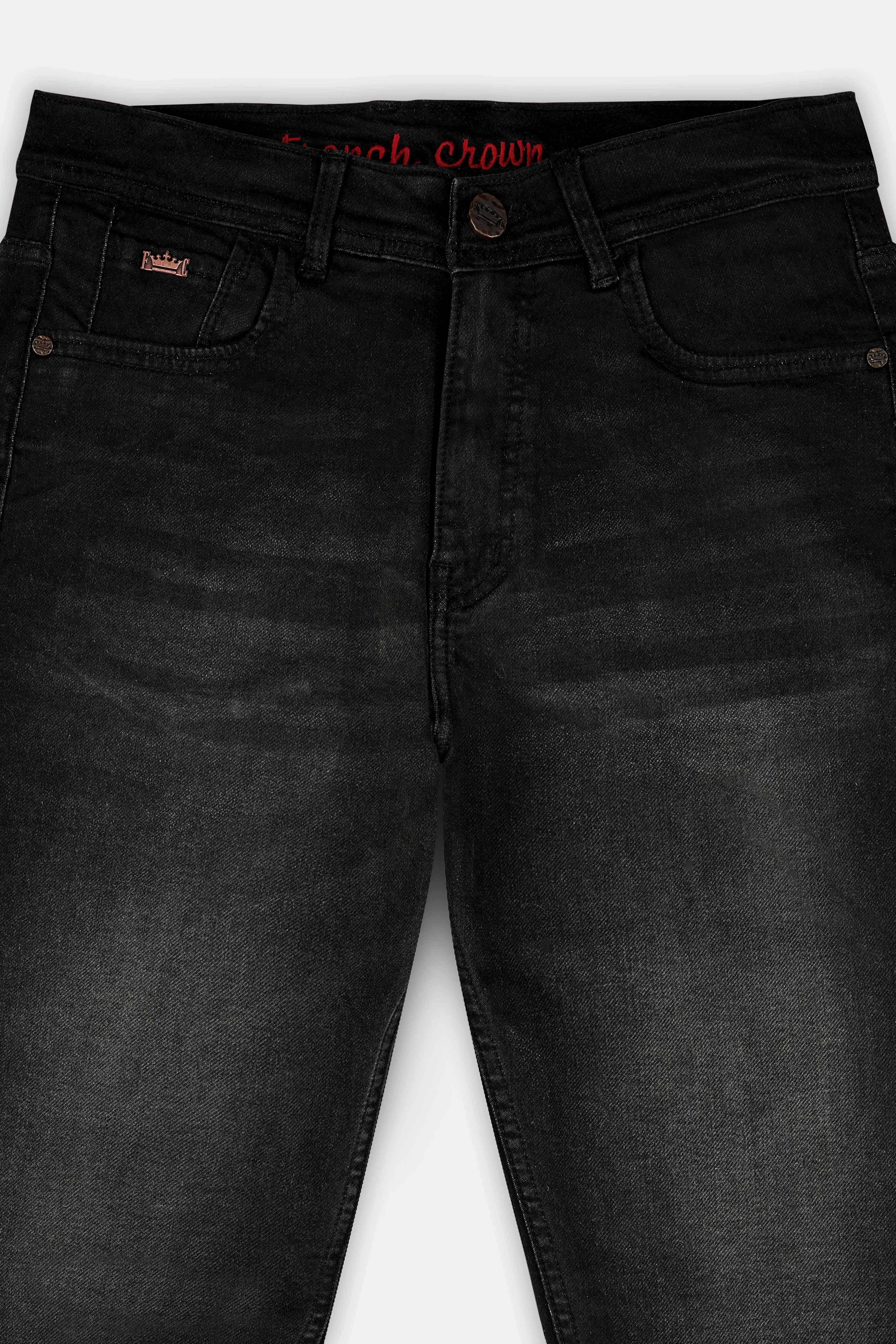 Zeus Dark Black Whiskering Wash Stretchable Denim sold by French Crown product image thumbnail 4