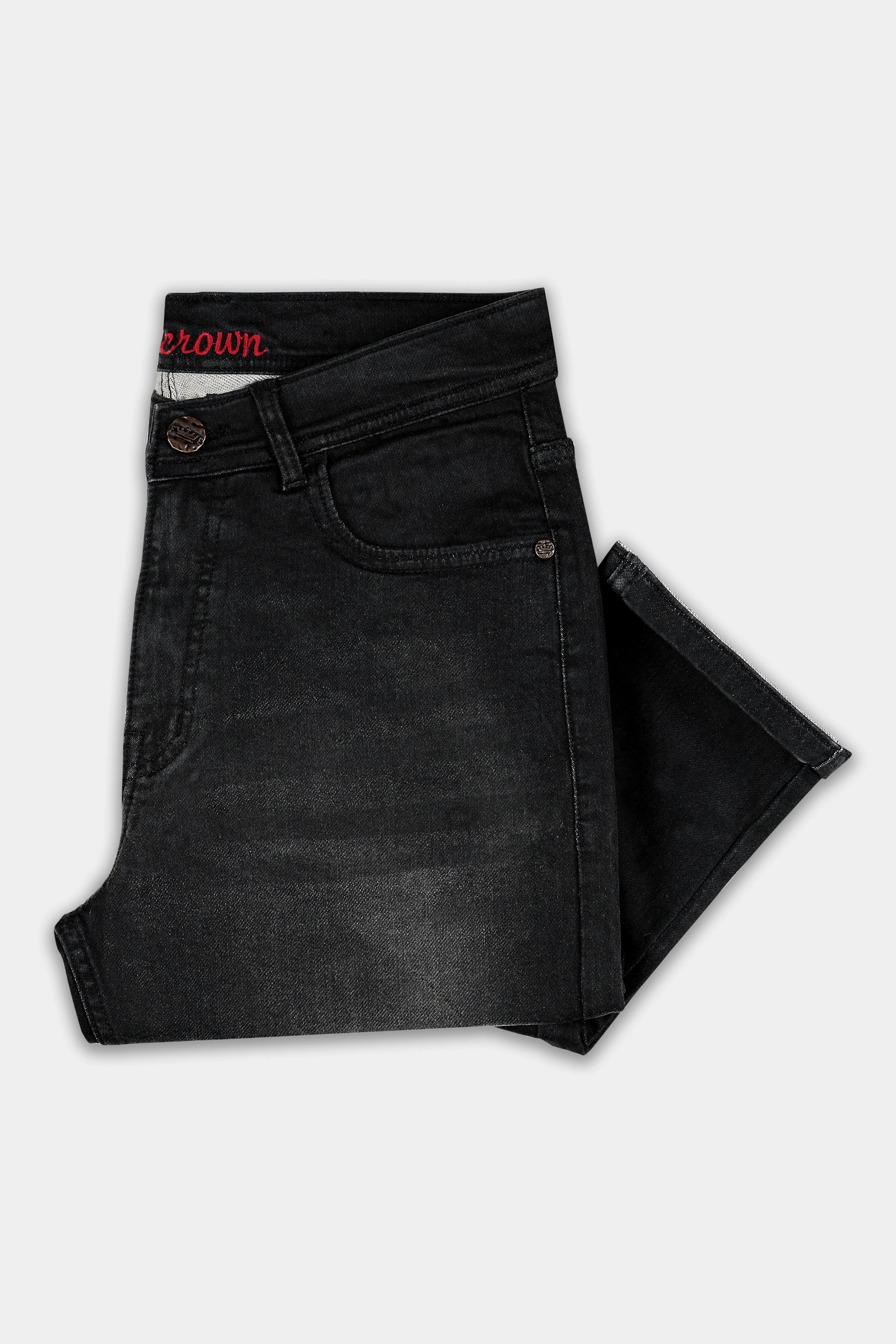 Zeus Dark Black Whiskering Wash Stretchable Denim sold by French Crown product image thumbnail 5