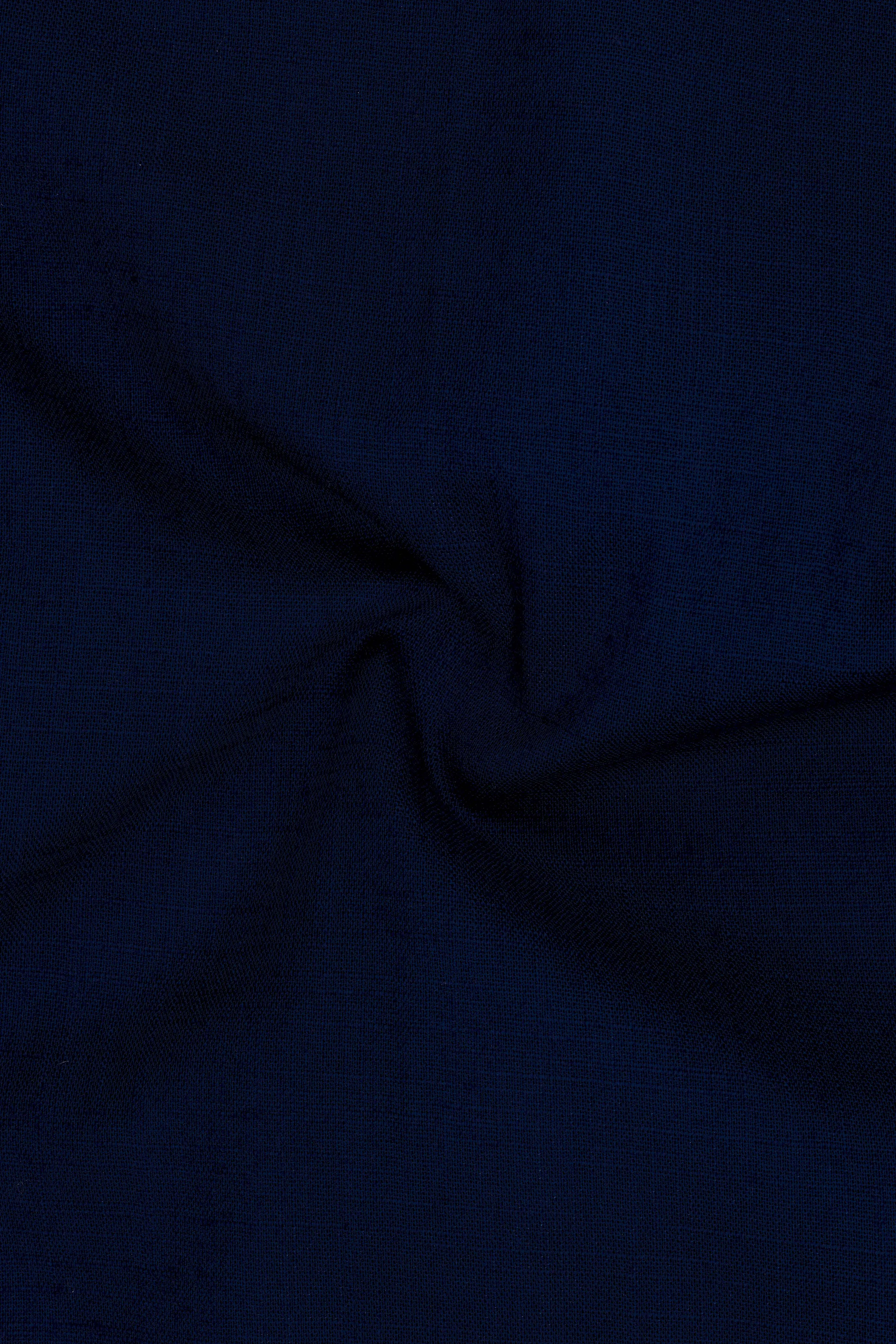 Obsidian-Midnight Blue Luxurious Linen Casual Kurta Shirt sold by French Crown product image thumbnail 3