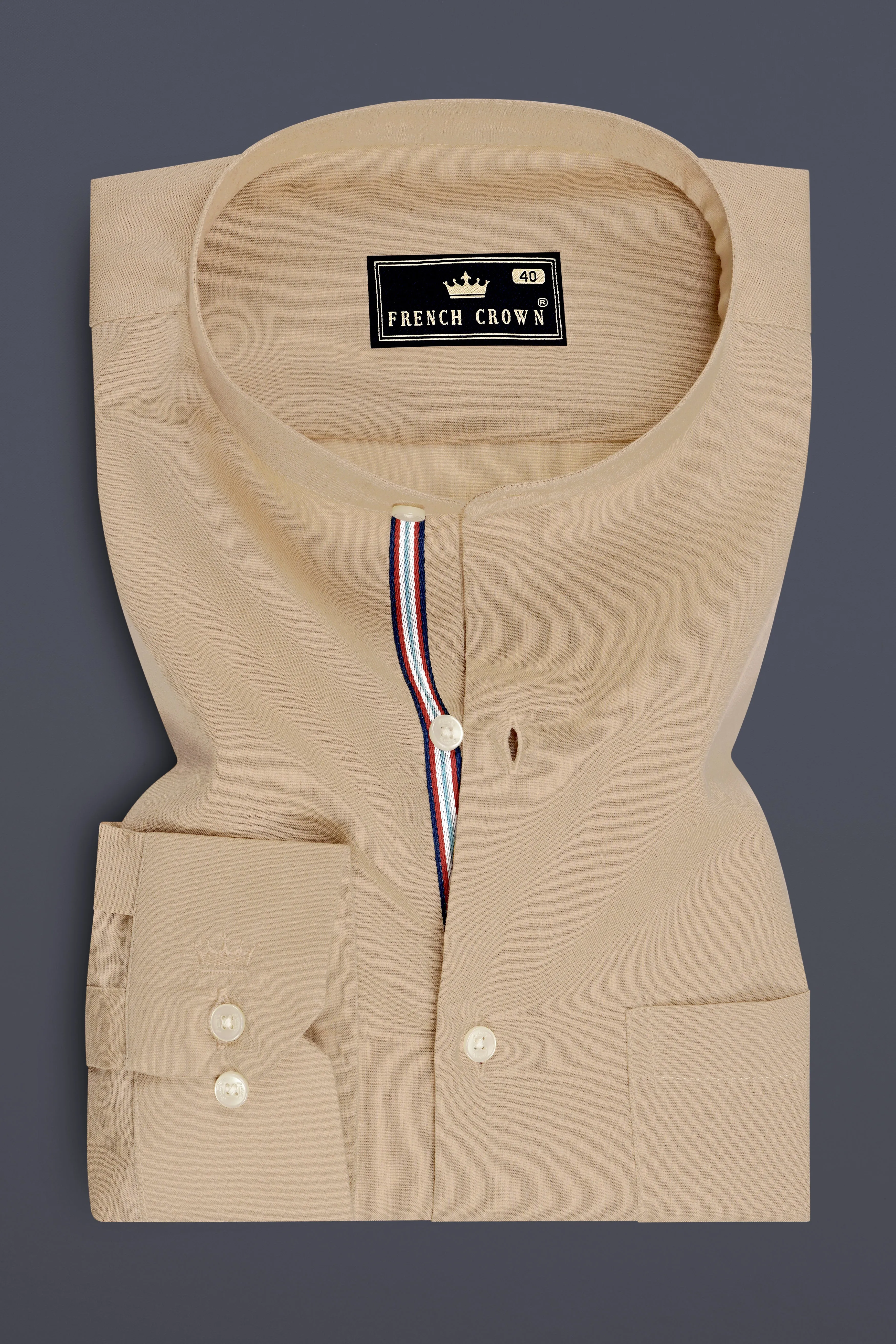 Rustique-Mongoose Brown Luxurious Linen Casual Shirt sold by French Crown product image thumbnail 4