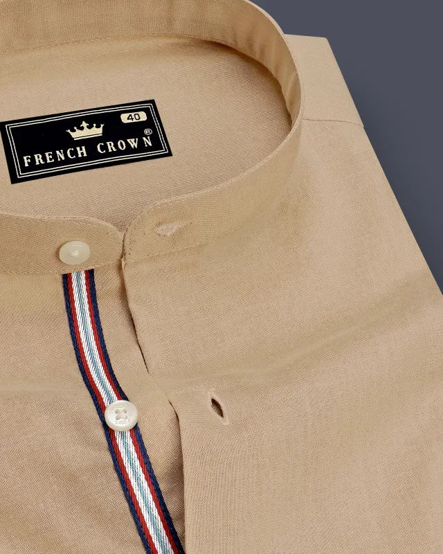 Rustique-Mongoose Brown Luxurious Linen Casual Shirt made by French Crown