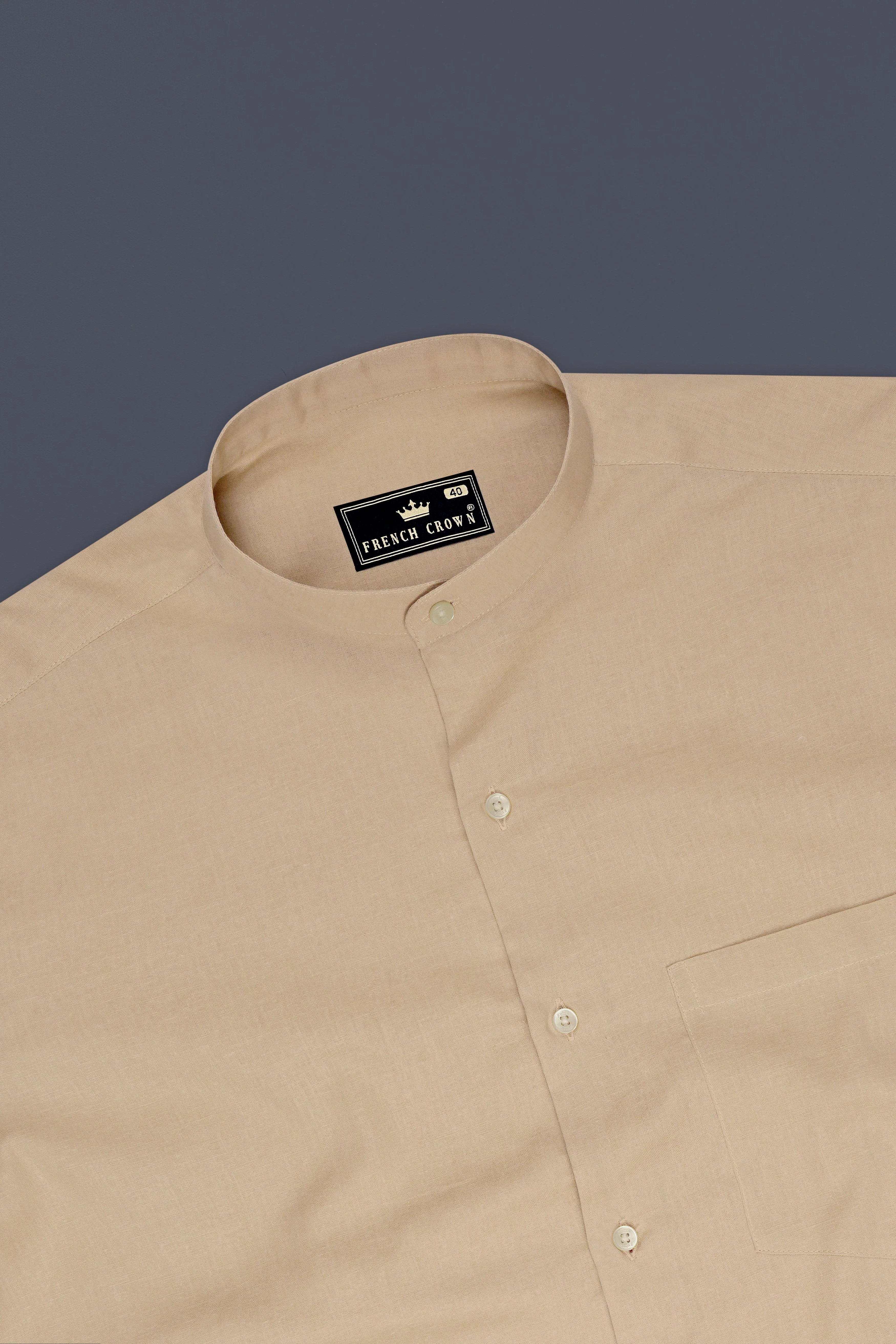 Rustique-Mongoose Brown Luxurious Linen Casual Shirt sold by French Crown product image thumbnail 5