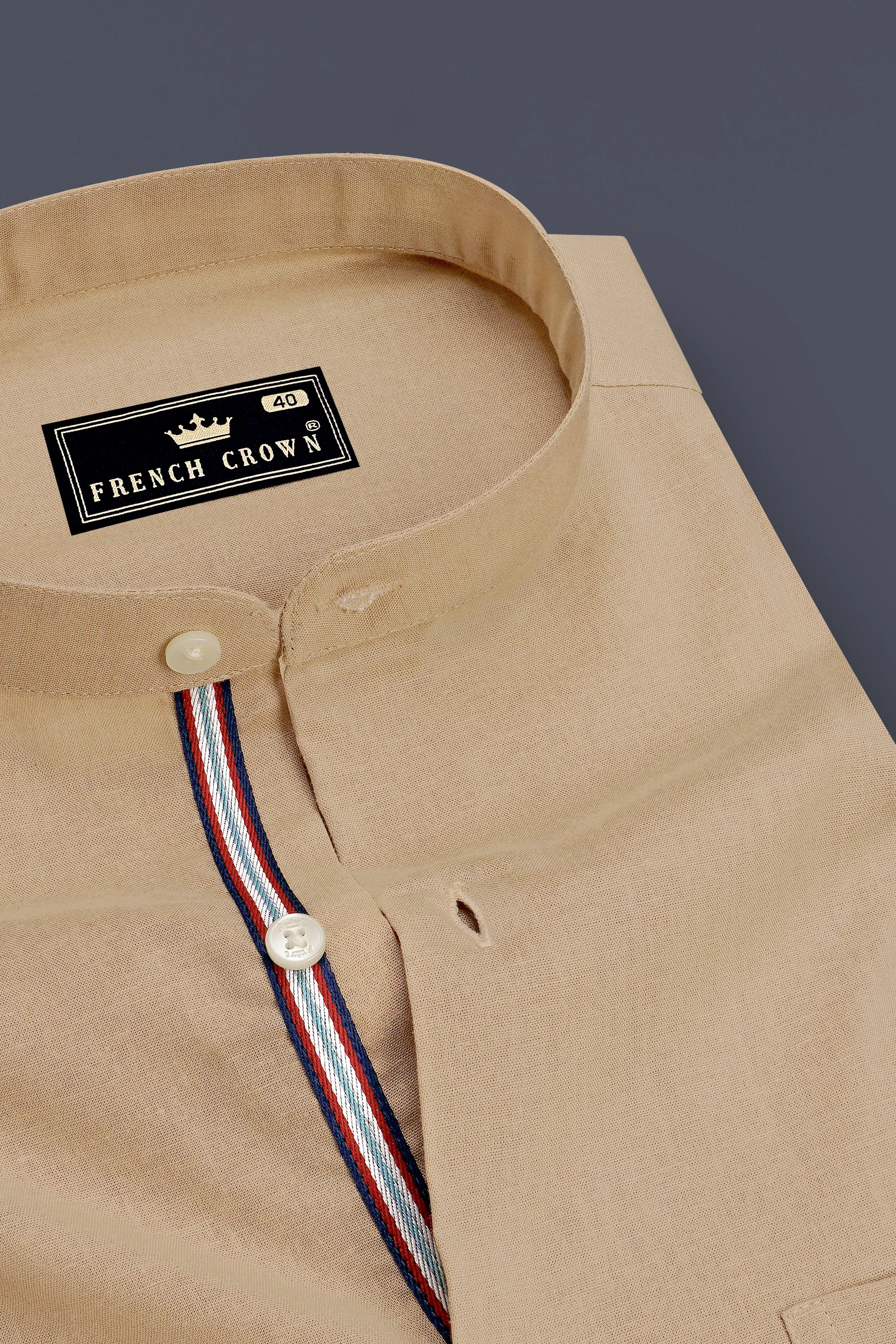Rustique-Mongoose Brown Luxurious Linen Casual Shirt sold by French Crown product image thumbnail 2