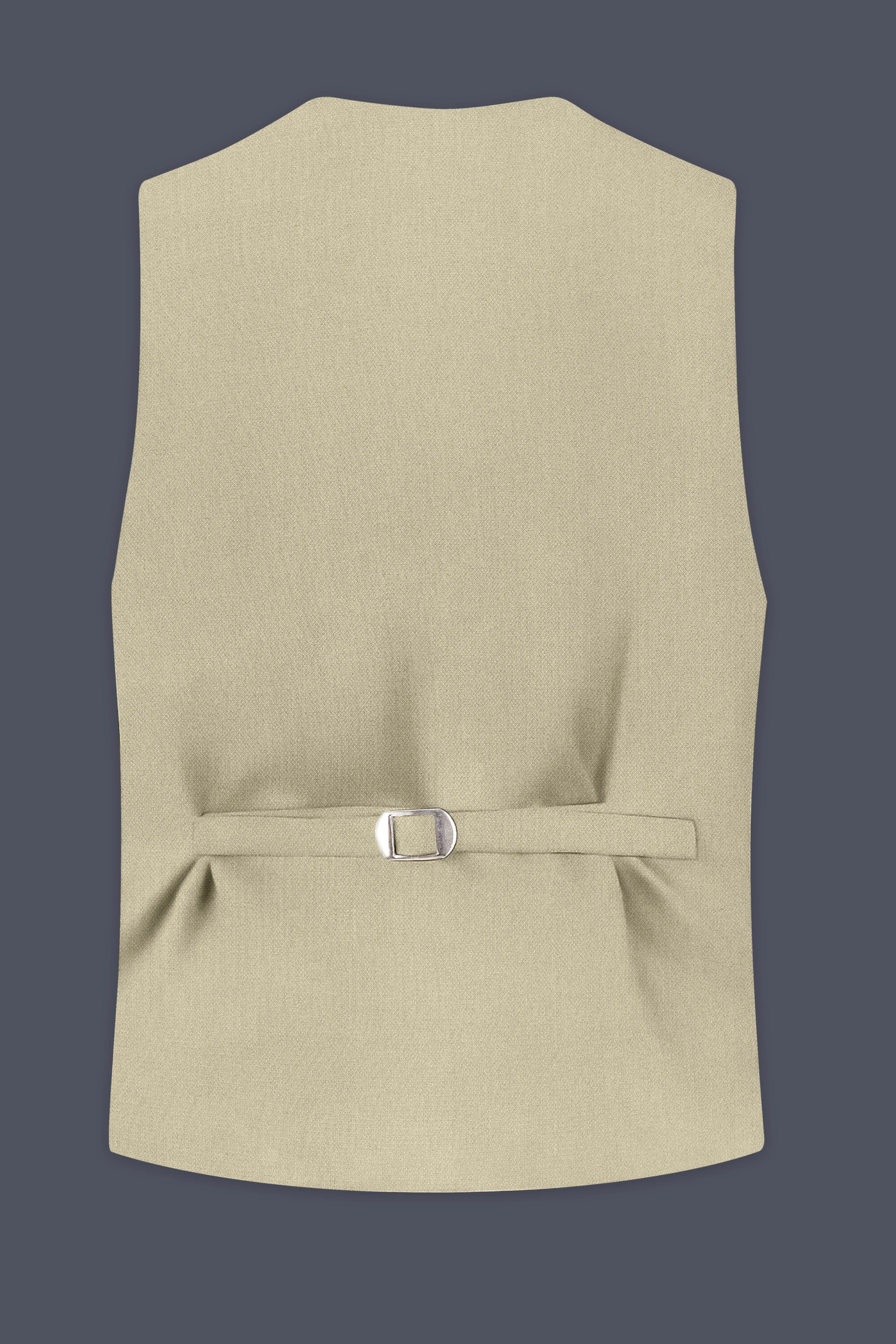 Cedar-Tallow Green Diamond Textured Wool Rich Slight Stretch Waistcoat sold by French Crown product image thumbnail 4