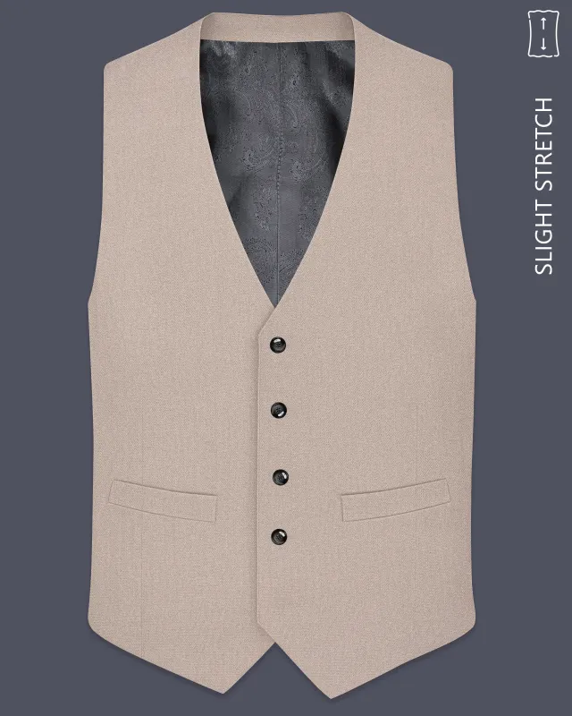 Vellum-Rodeo Cream Diamond Textured Wool Rich Slight Stretch Waistcoat made by French Crown