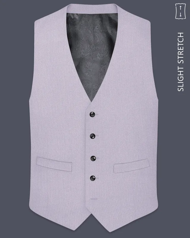 Mist-Spun Pearl Gray Diamond Textured Wool Rich Slight Stretch Waistcoat made by French Crown