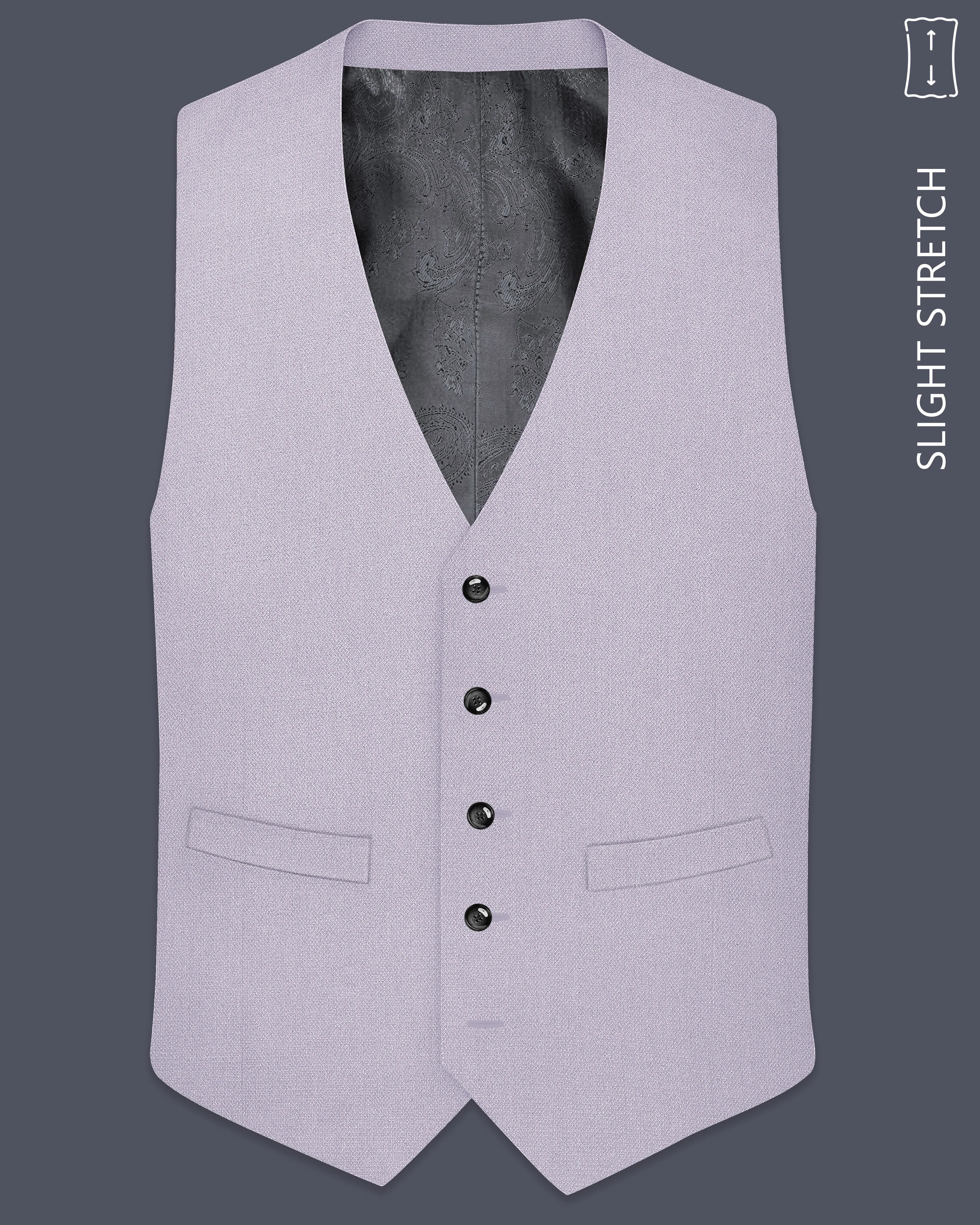Mist-Spun Pearl Gray Diamond Textured Wool Rich Slight Stretch Waistcoat sold by French Crown