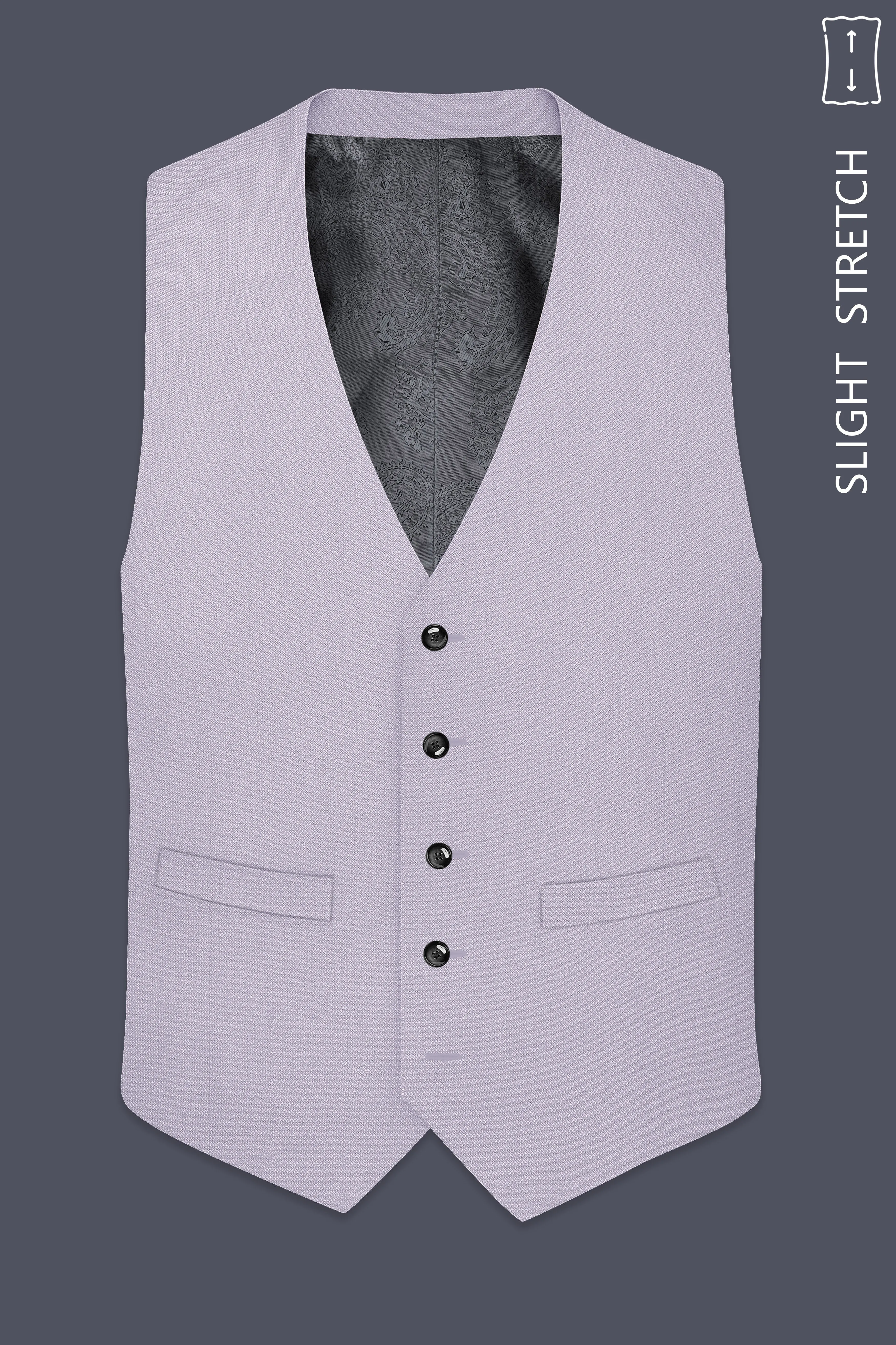 Mist-Spun Pearl Gray Diamond Textured Wool Rich Slight Stretch Waistcoat sold by French Crown product image thumbnail 2