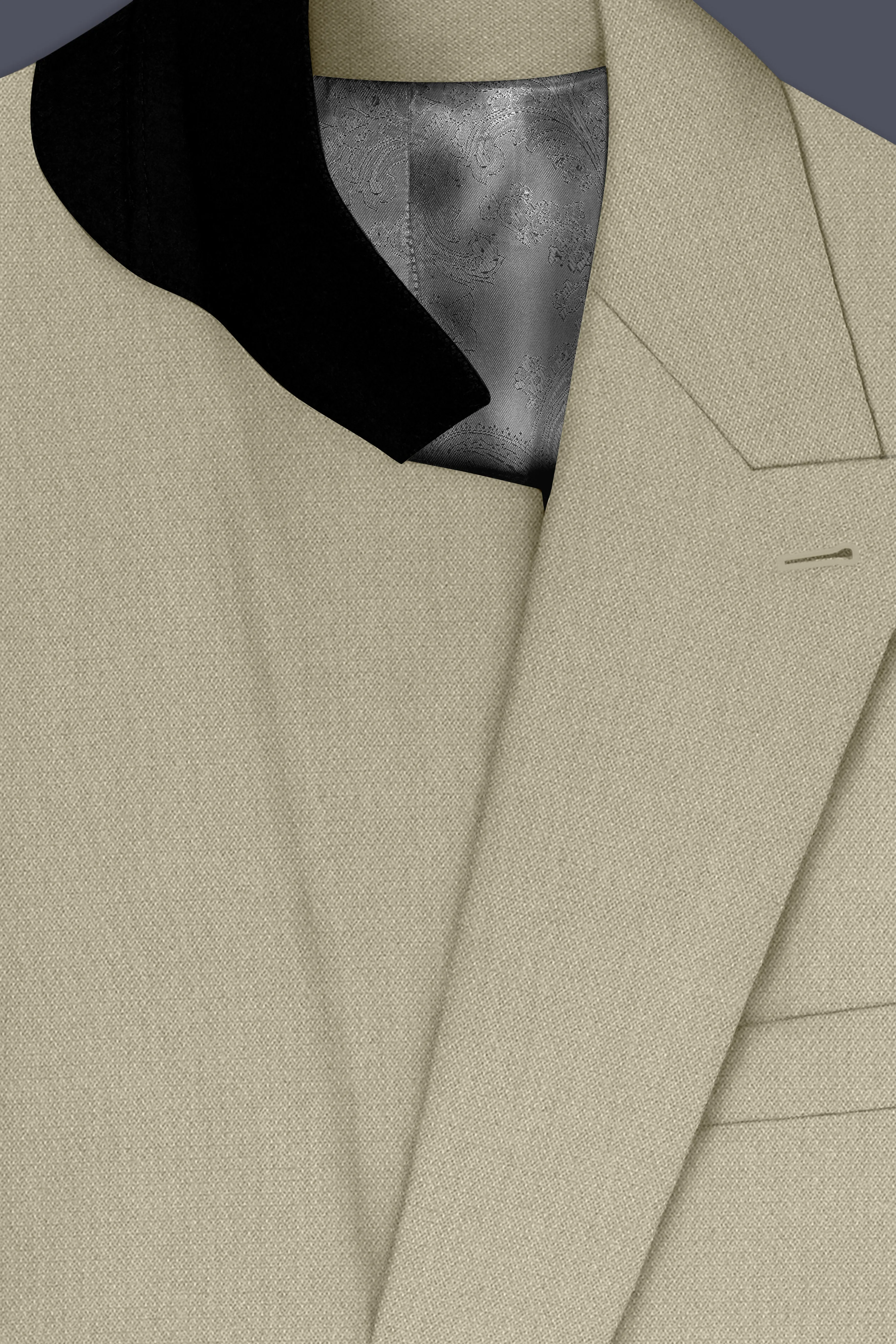 Cedar-Tallow Green Diamond Textured Wool Rich Slight Stretch Double Breasted Blazer sold by French Crown product image thumbnail 4