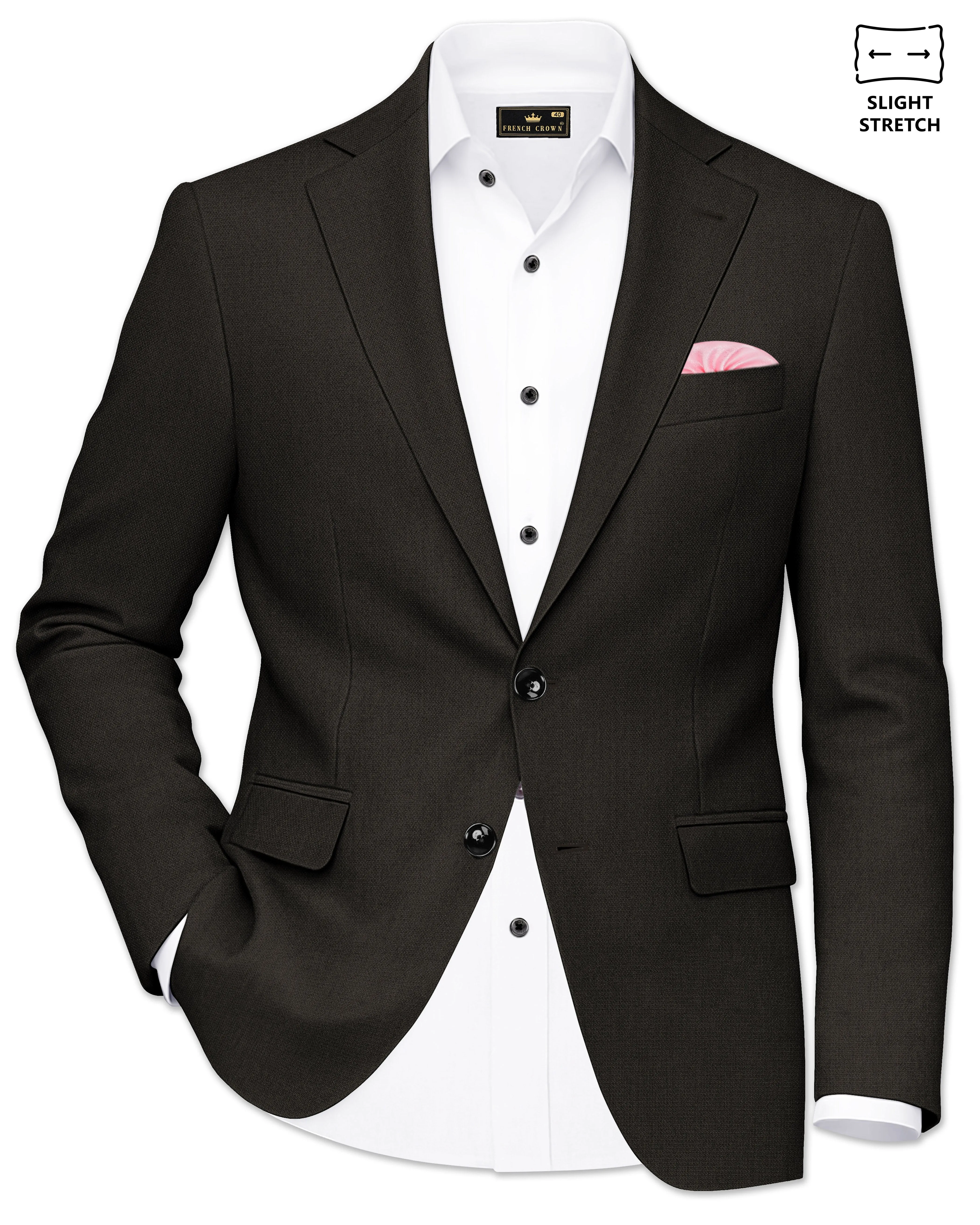 Velaro-Rangoon Green Diamond Textured Wool Rich Slight Stretch Single Breasted Blazer sold by French Crown