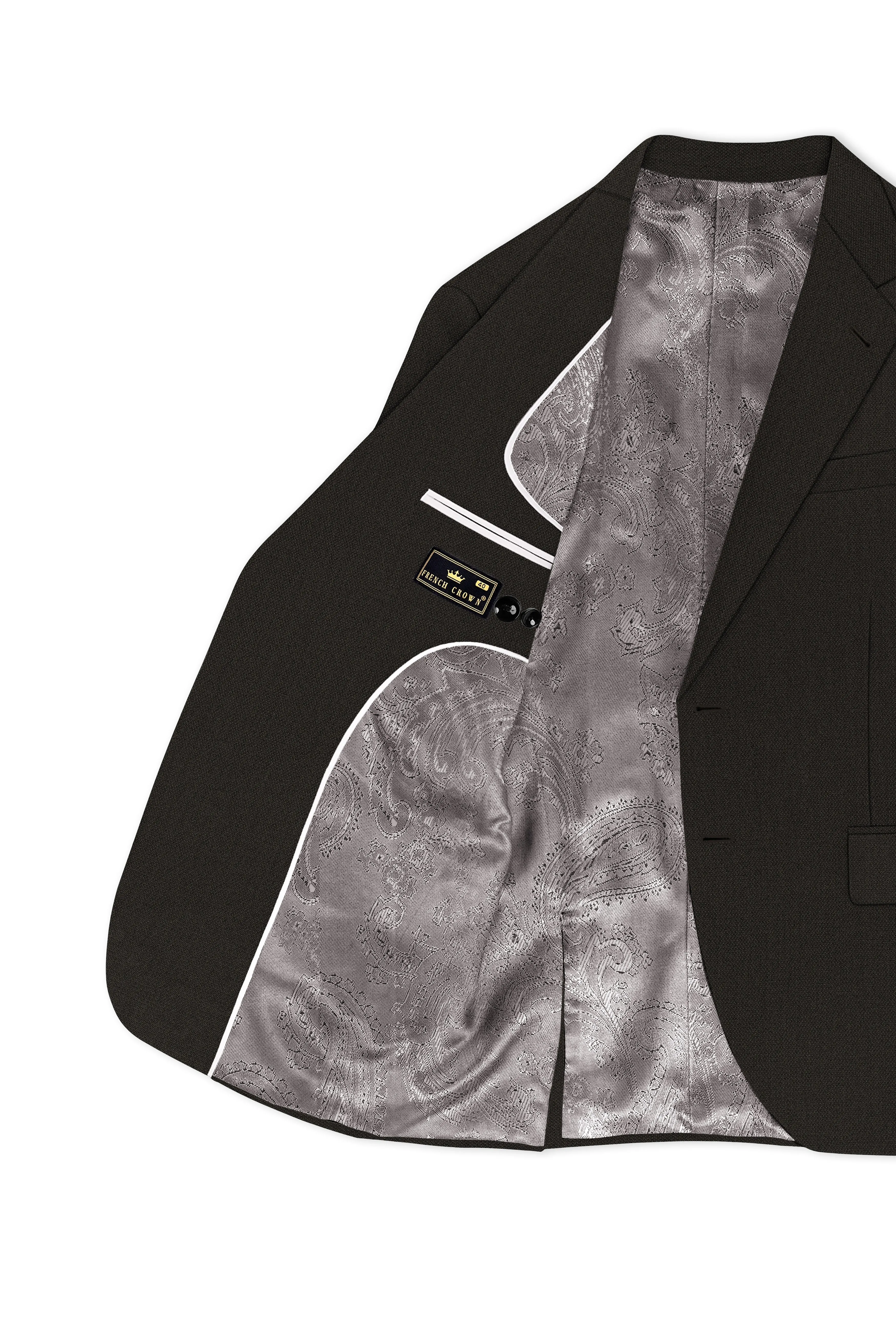 Velaro-Rangoon Green Diamond Textured Wool Rich Slight Stretch Single Breasted Blazer sold by French Crown product image thumbnail 5