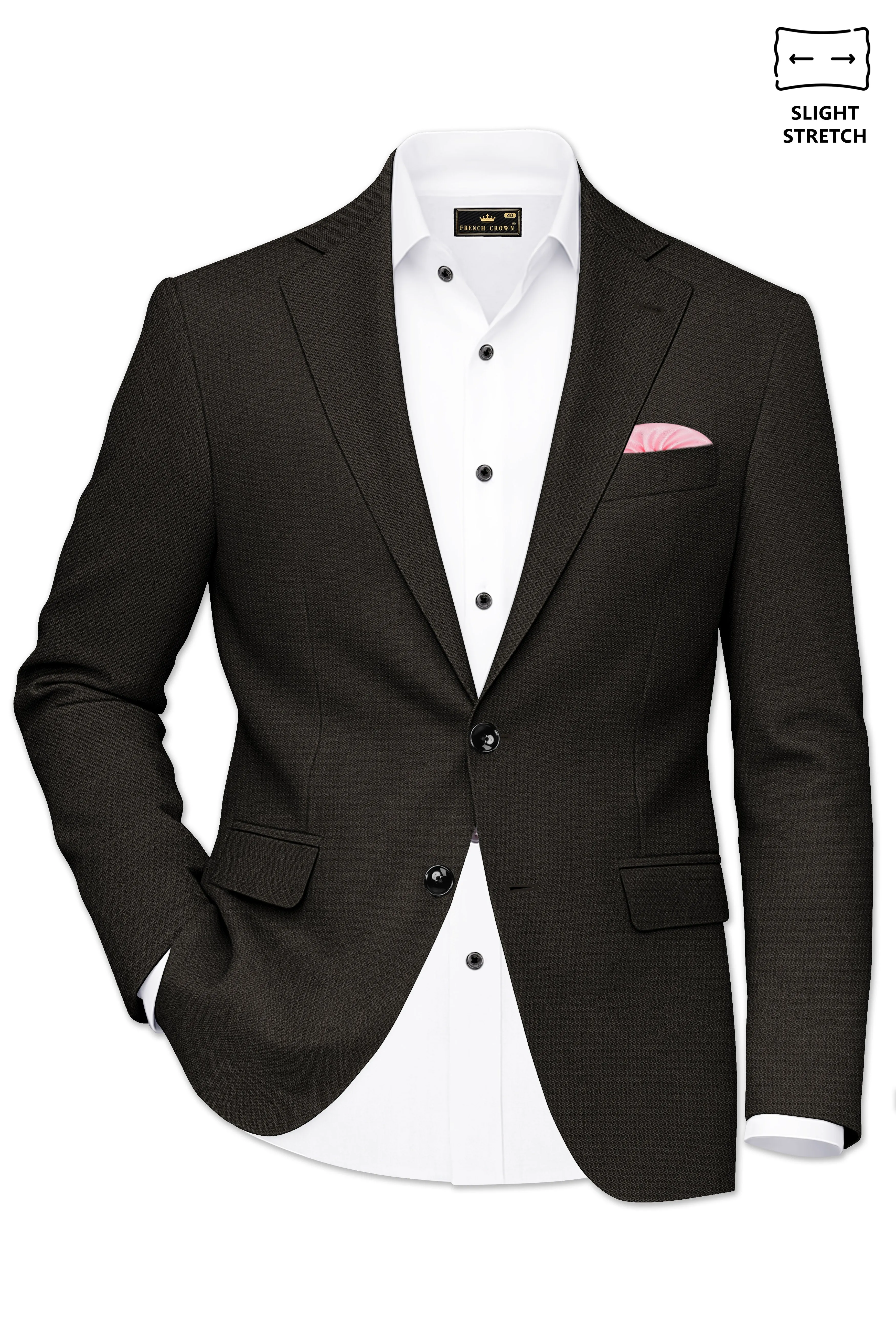 Velaro-Rangoon Green Diamond Textured Wool Rich Slight Stretch Single Breasted Blazer sold by French Crown product image thumbnail 2