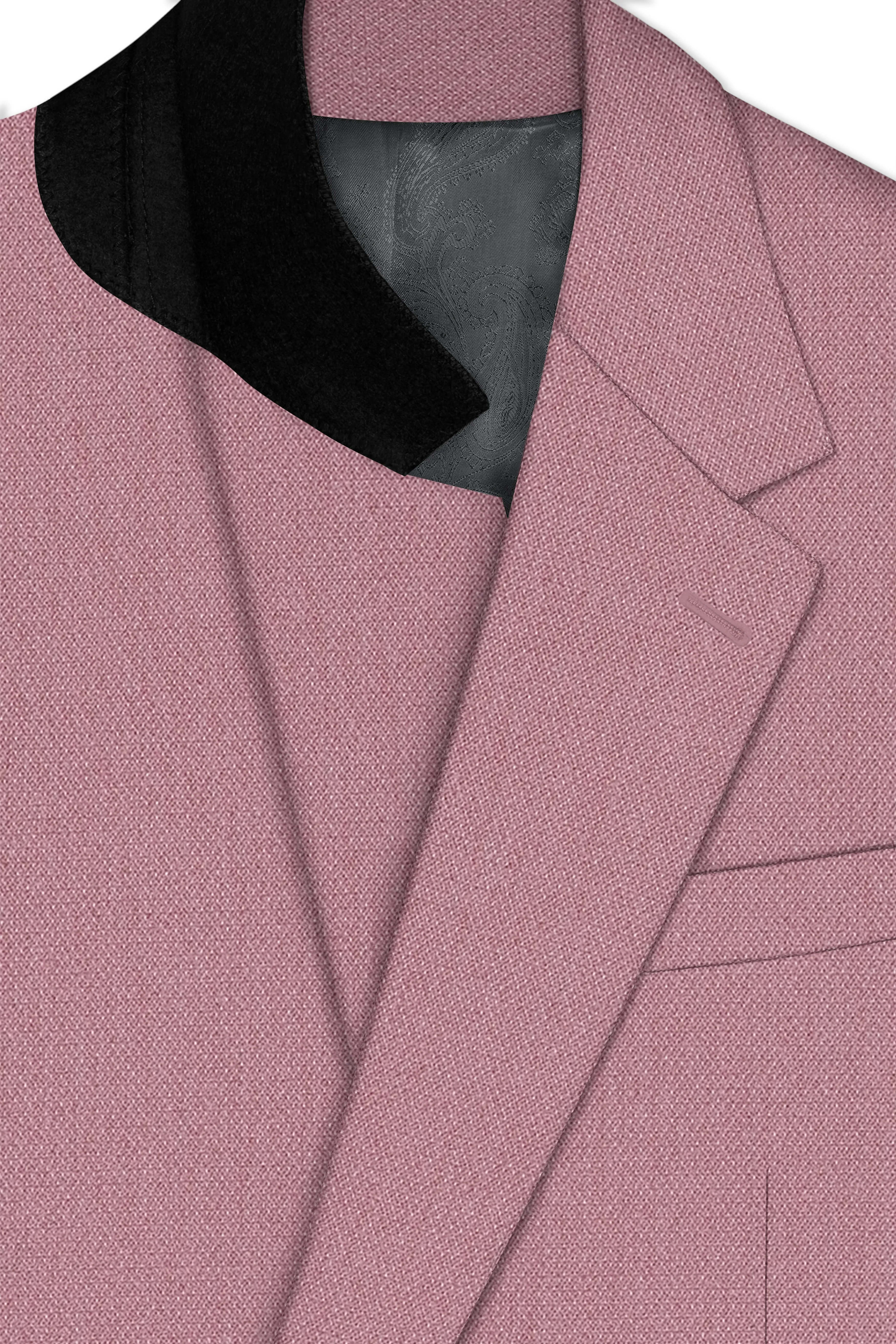 Aurore-Brandy Rose Pink Diamond Textured Wool Rich Slight Stretch Single Breasted Blazer sold by French Crown product image thumbnail 4