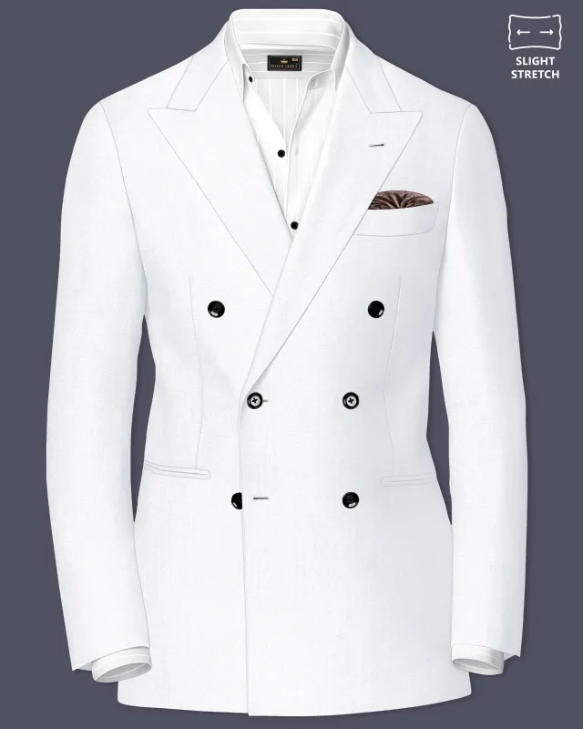 Sterling-Bright White Diamond Textured Wool Rich Slight Stretch Double Breasted Blazer made by French Crown