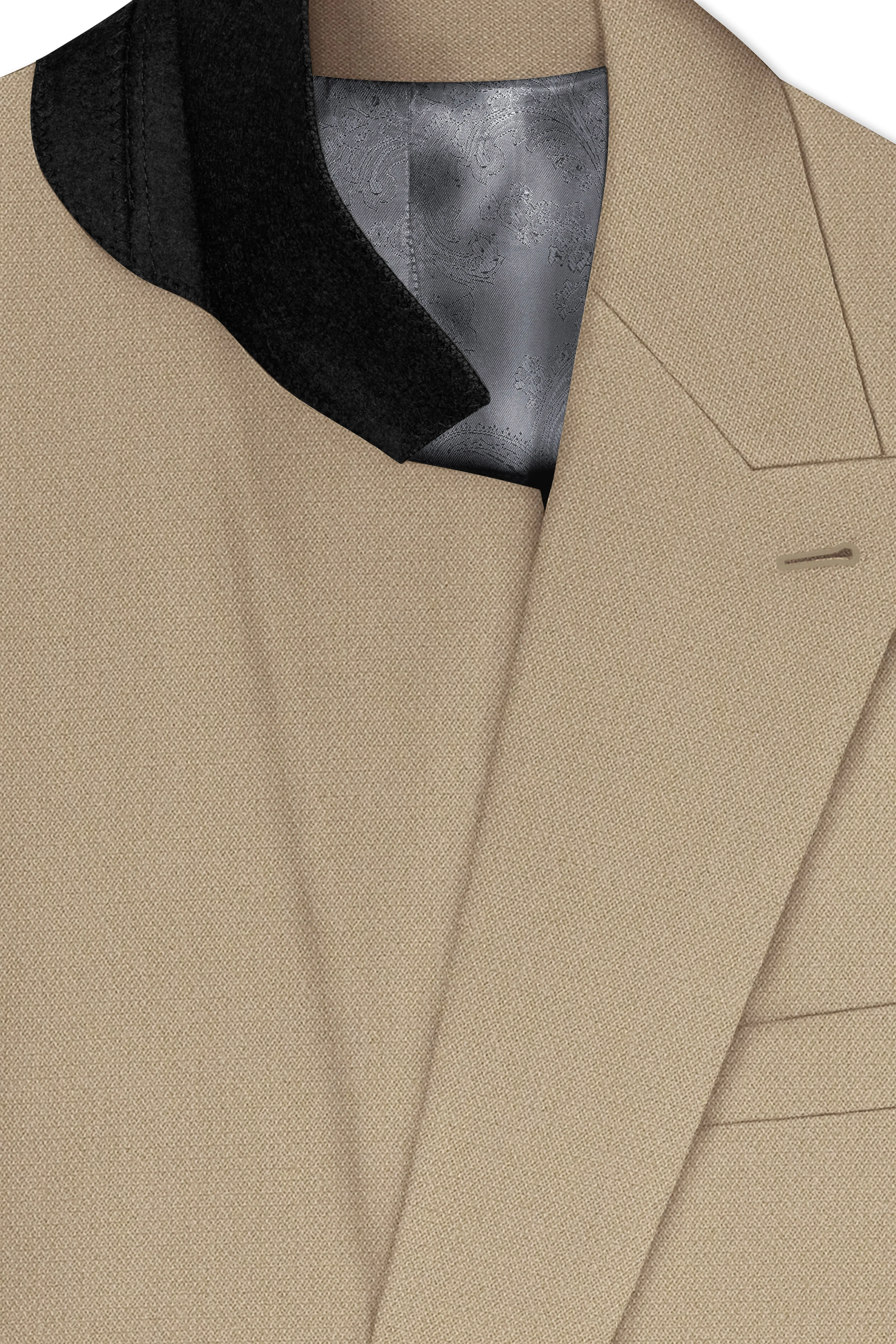 Sable-Mongoose Cream Diamond Textured Wool Rich Slight Stretch Double Breasted Suit sold by French Crown product image thumbnail 5