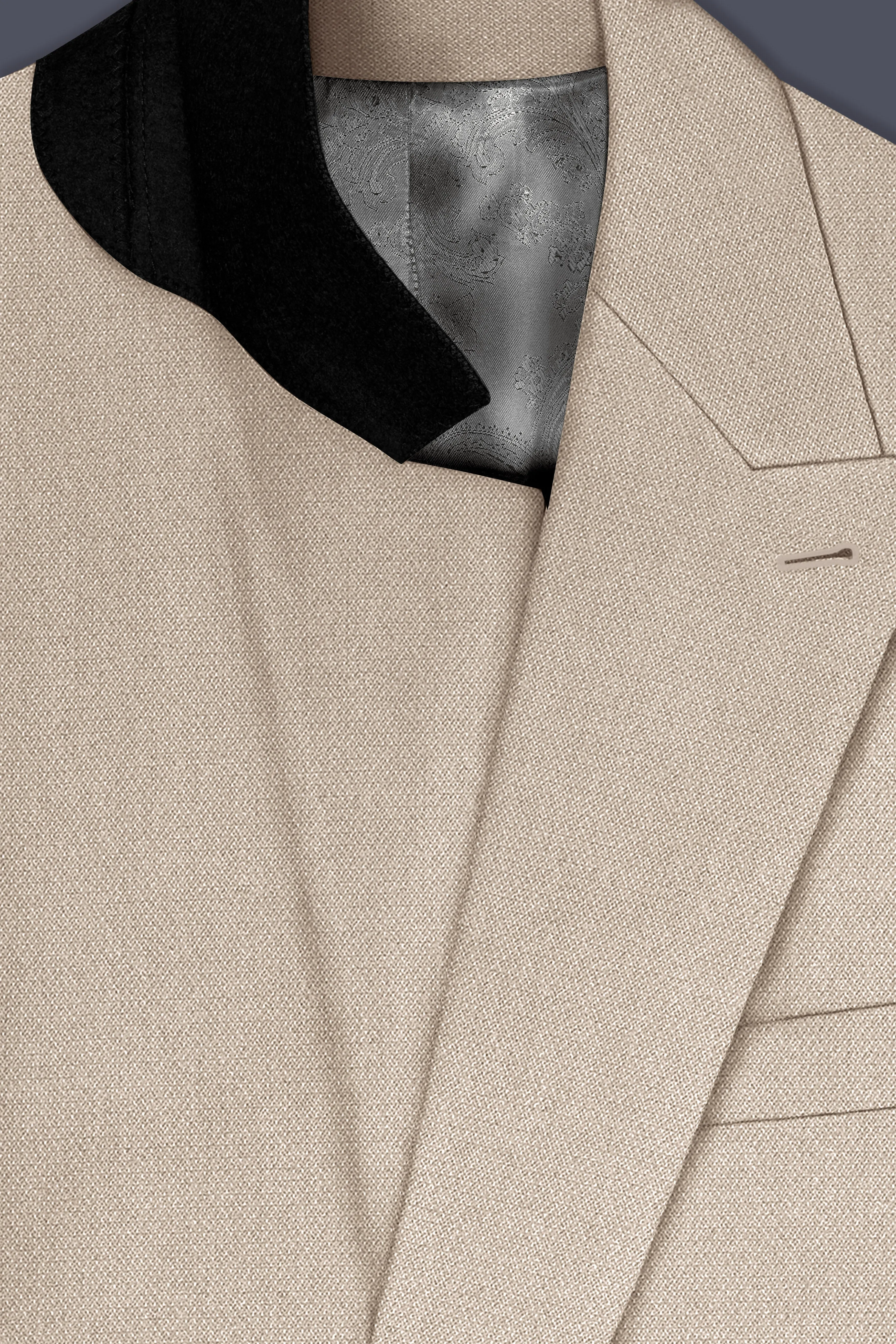 Sienna-Malta Cream Diamond Textured Wool Rich Slight Stretch Double Breasted Suit sold by French Crown product image thumbnail 5