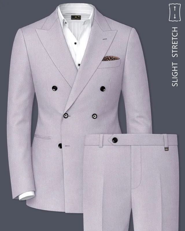 Mist-Spun Pearl Gray Diamond Textured Wool Rich Slight Stretch Double Breasted Suit made by French Crown
