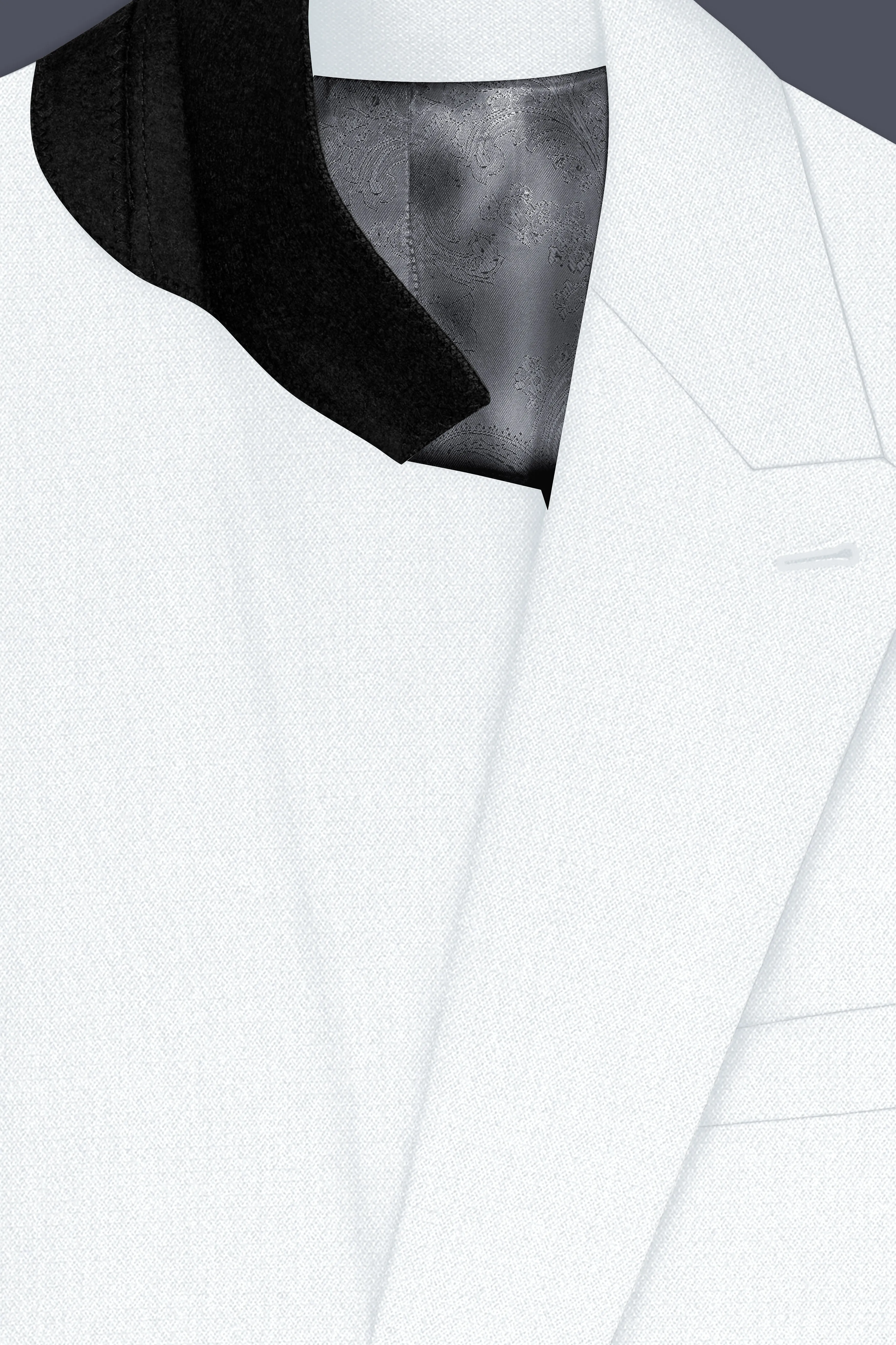Sterling-Bright White Diamond Textured Wool Rich Slight Stretch Double Breasted Suit sold by French Crown product image thumbnail 5