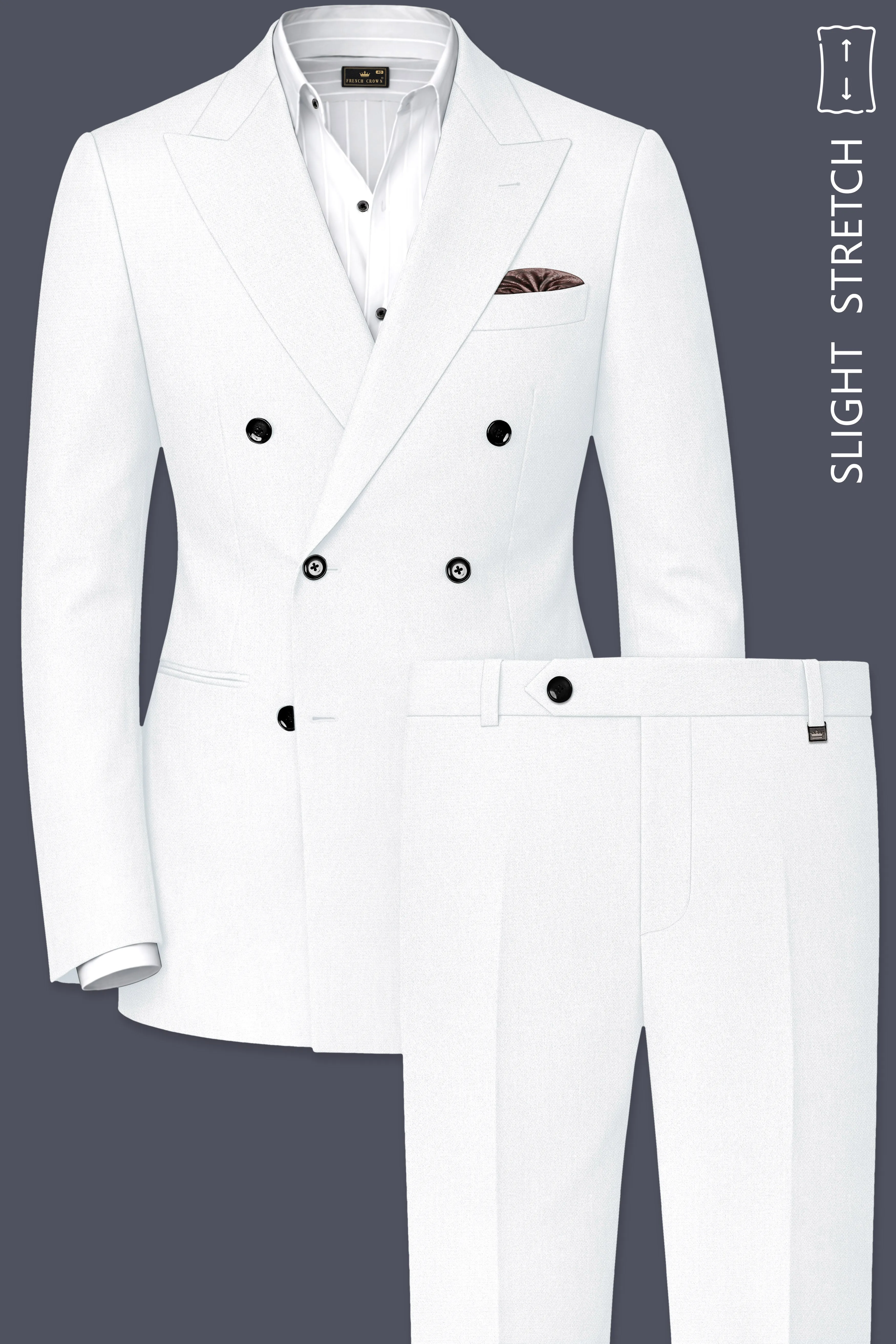 Sterling-Bright White Diamond Textured Wool Rich Slight Stretch Double Breasted Suit sold by French Crown product image thumbnail 2