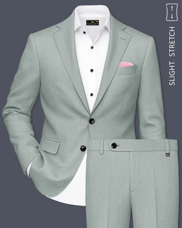 Sylvan-Cascade Green Diamond Textured Wool Rich Slight Stretch Single Breasted Suit made by French Crown