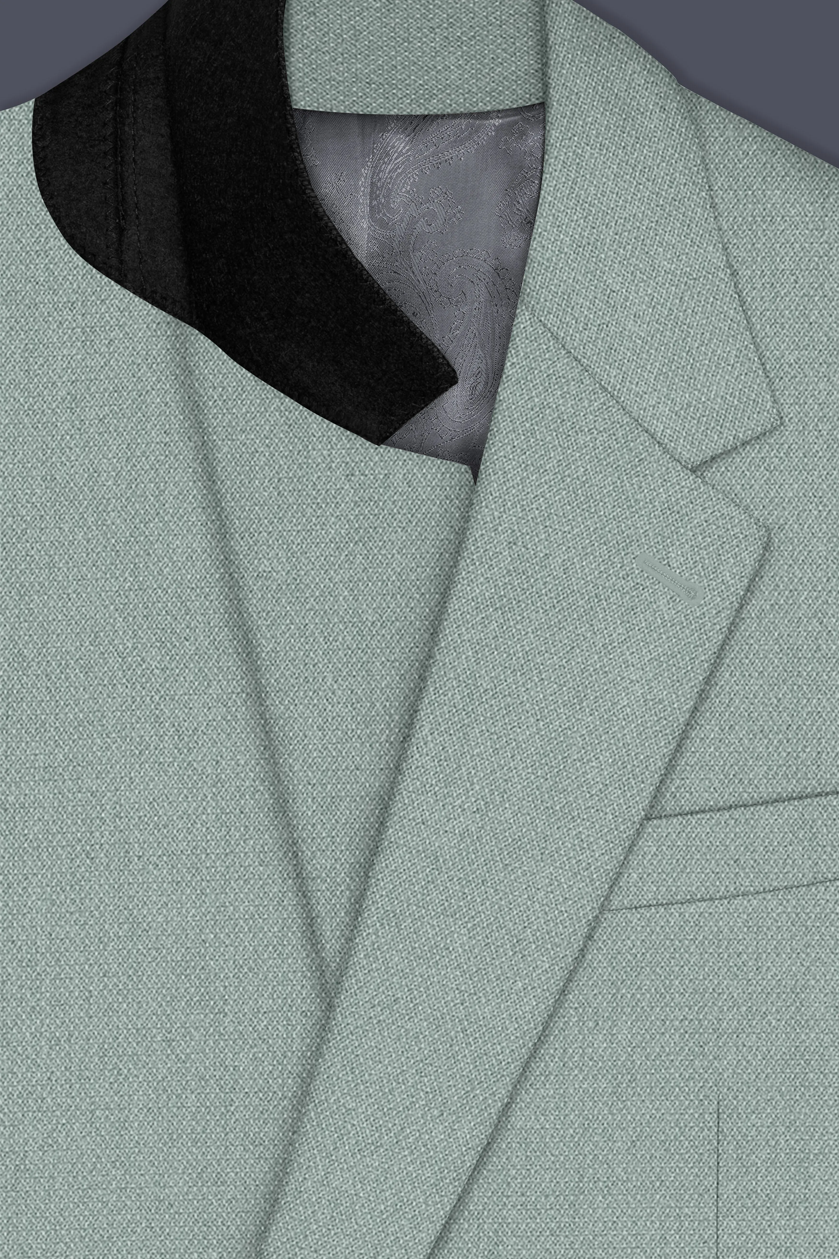 Sylvan-Cascade Green Diamond Textured Wool Rich Slight Stretch Single Breasted Suit sold by French Crown product image thumbnail 5