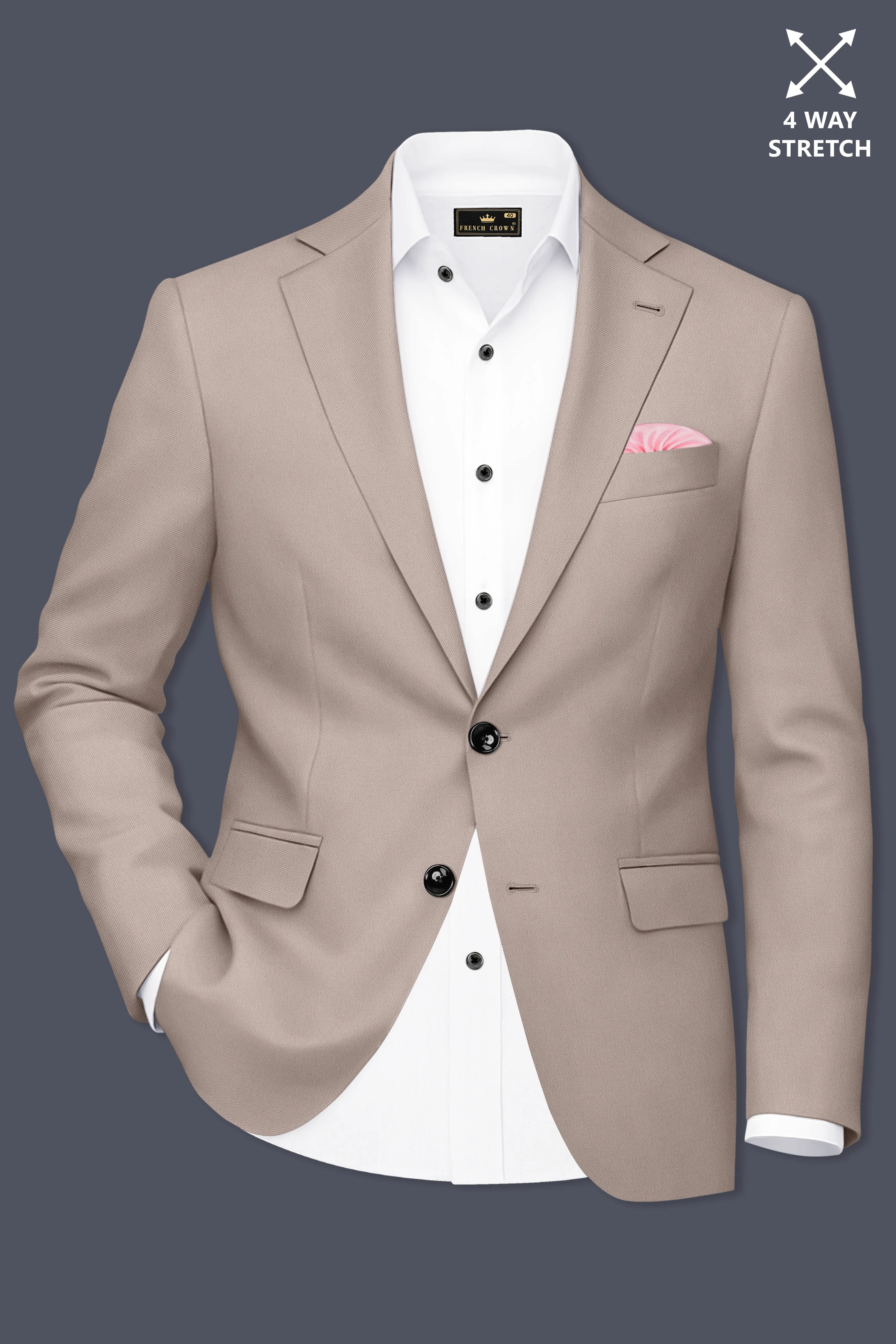 Fuchsia-Korean Spicy Pink 4-Way Stretch Wrinkle-Free Wool Rich Single Breasted Blazer sold by French Crown product image thumbnail 2