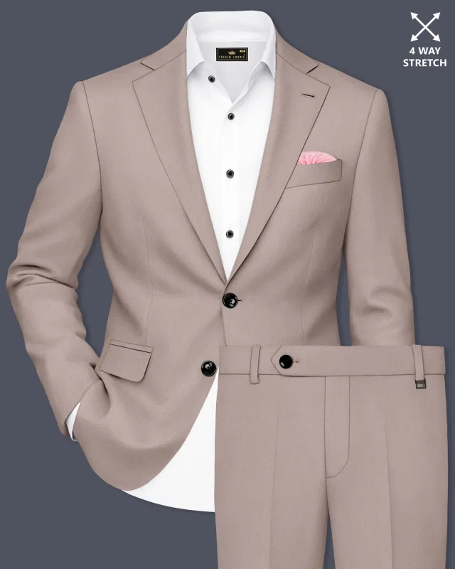 Fuchsia-Korean Spicy Pink 4-Way Stretch Wrinkle-Free Fluid Drape Fabric Single Breasted Suit made by French Crown