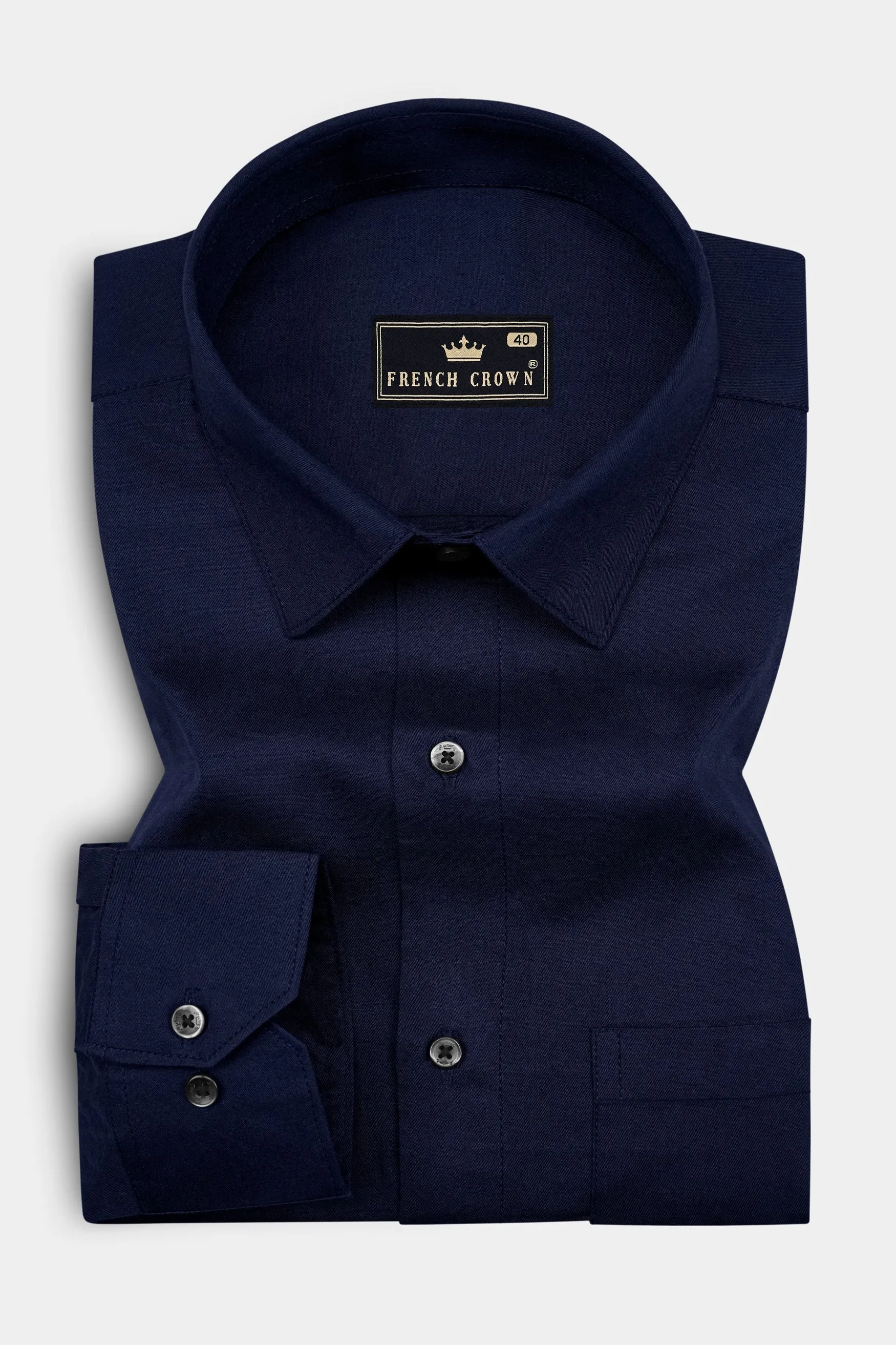 Celestia-Space Blue Twill Premium Cotton Dress Shirt sold by French Crown product image thumbnail 4