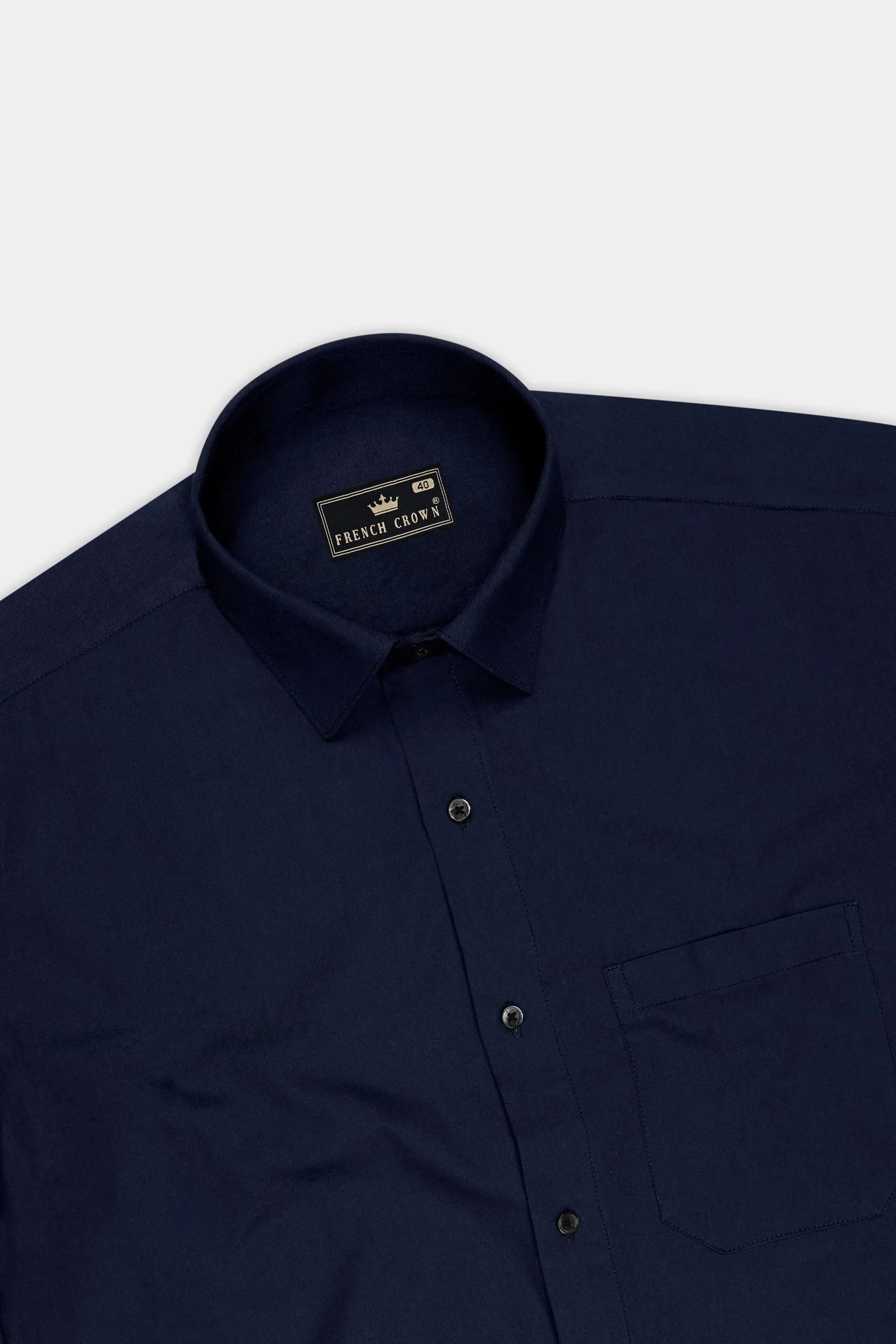 Celestia-Space Blue Twill Premium Cotton Dress Shirt sold by French Crown product image thumbnail 5