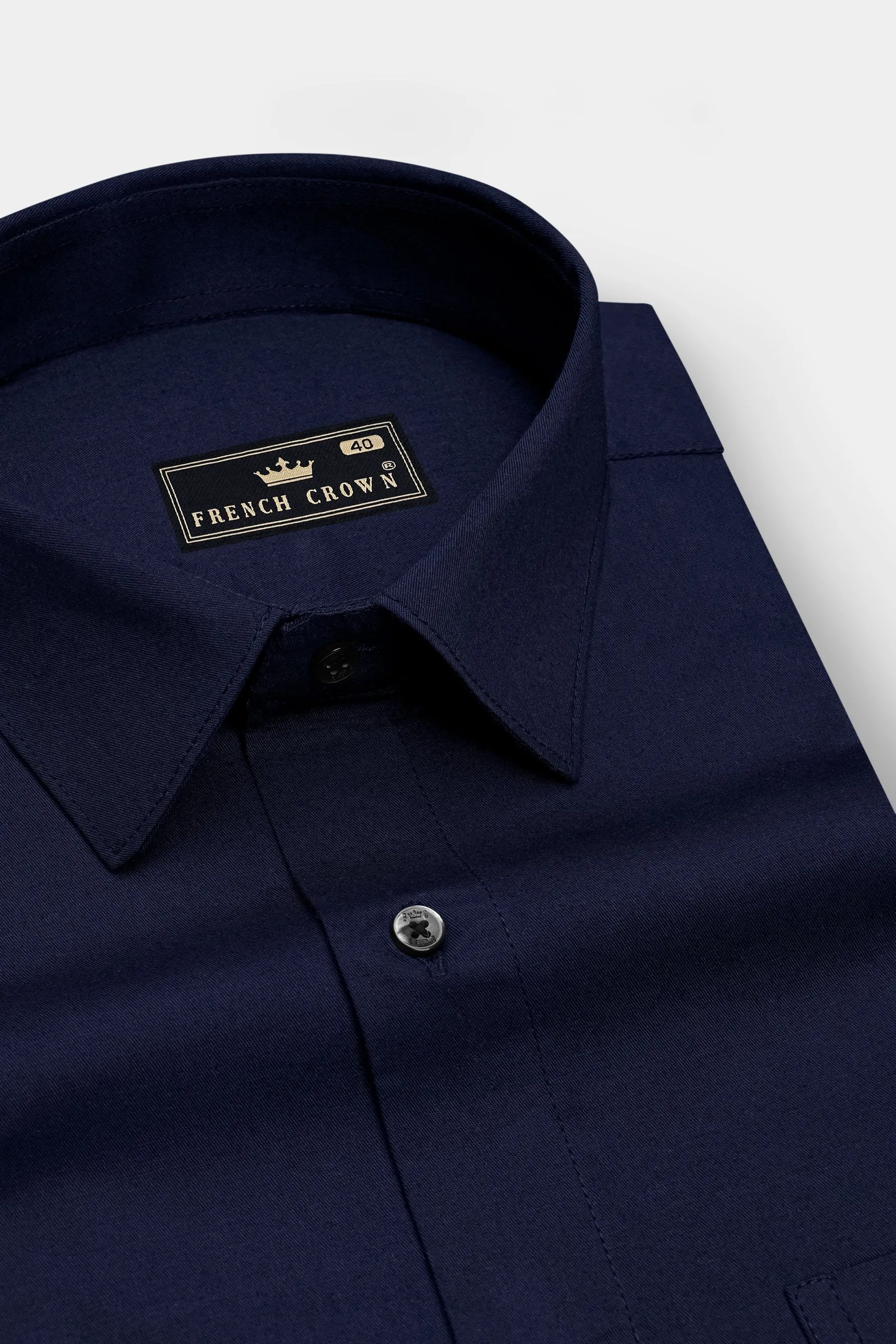 Celestia-Space Blue Twill Premium Cotton Dress Shirt sold by French Crown product image thumbnail 2