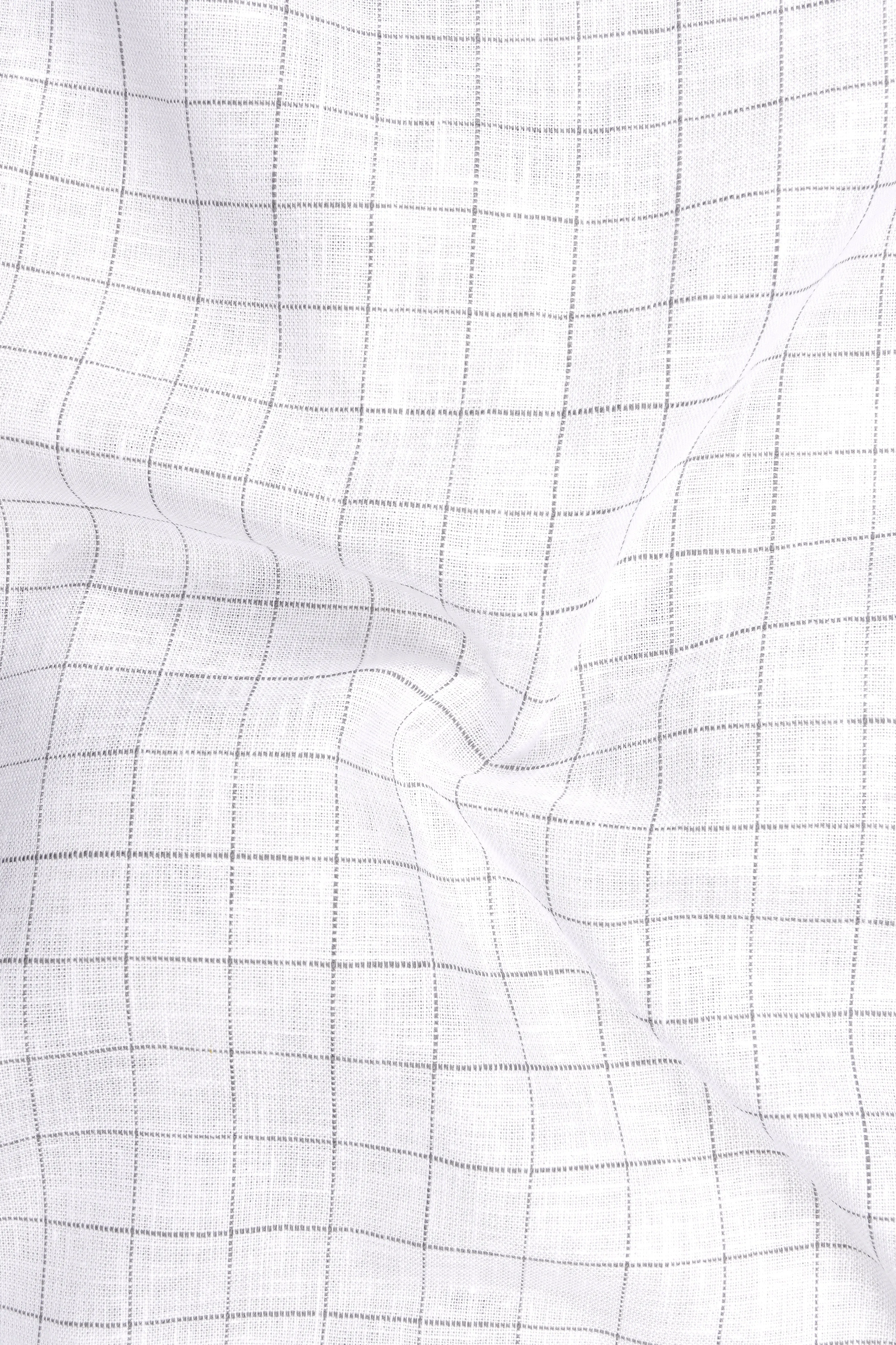 Lattice-Bright White And Chateau Gray Windowpane Pure Luxurious Linen Dress Shirt sold by French Crown product image thumbnail 3