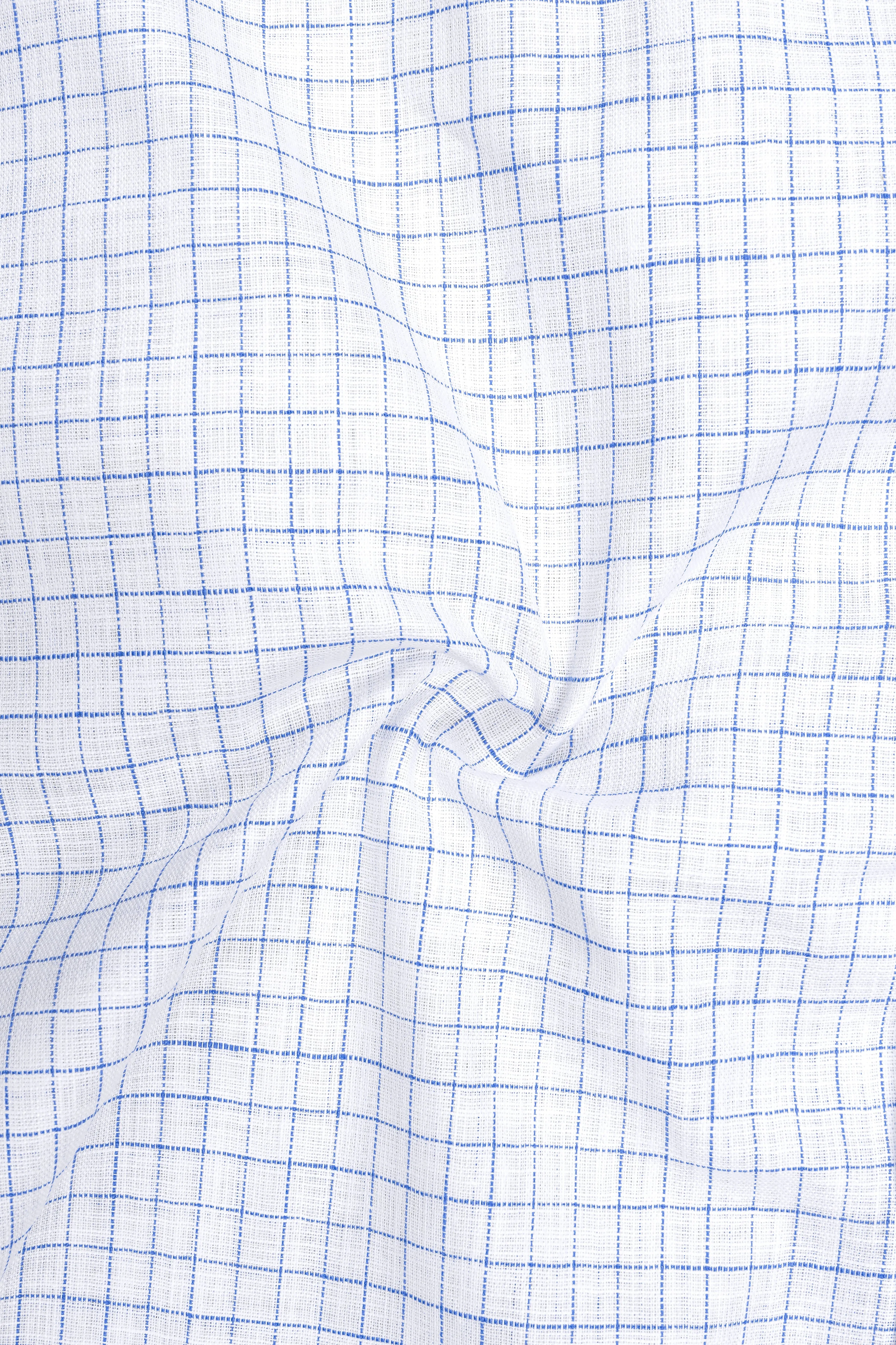Breeze-Bright White And Tufts Blue Windowpane Luxurious Linen Dress Shirt sold by French Crown product image thumbnail 3