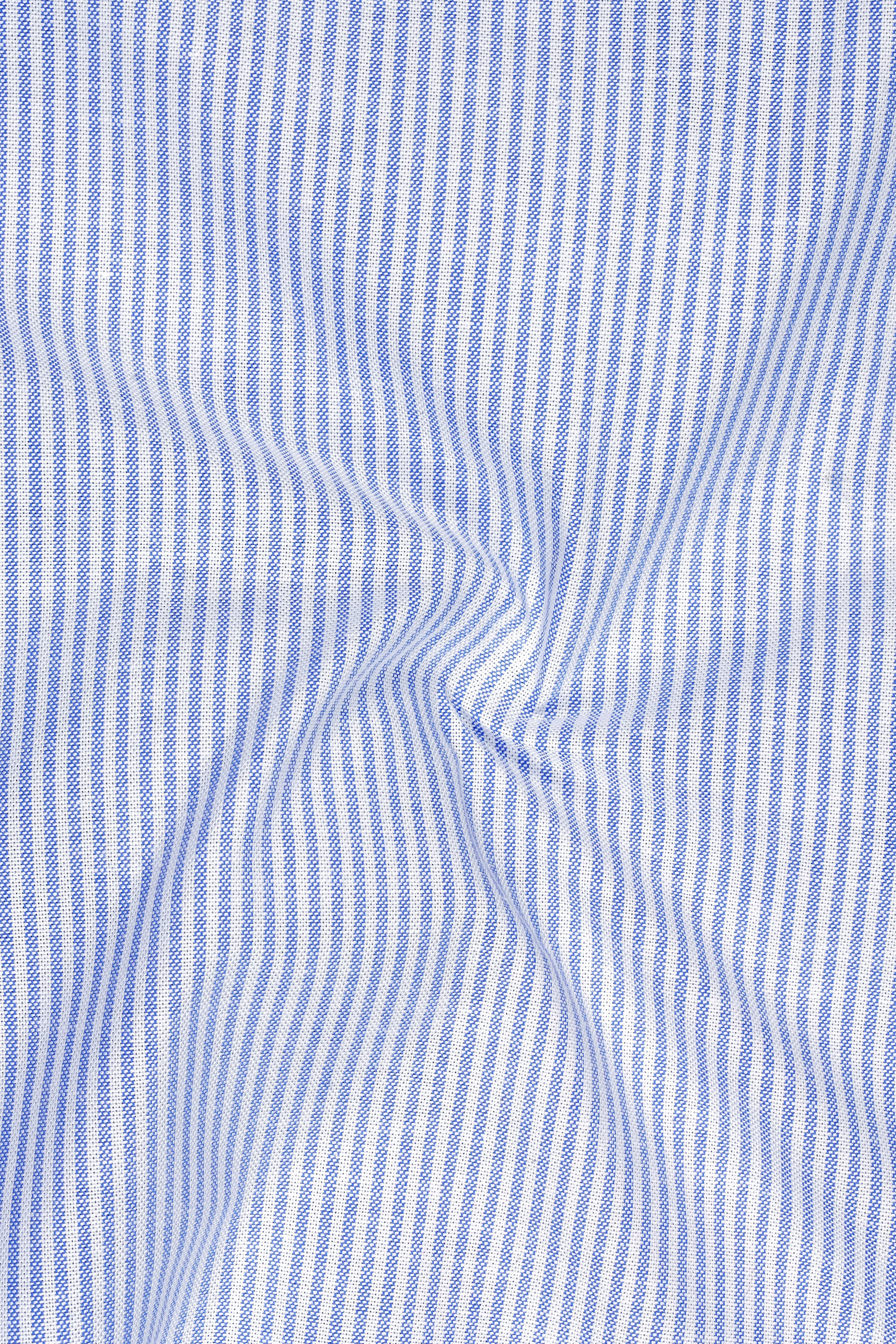 Crest-Cornflower Blue And Bright White Striped Oxford Premium Cotton Dress Shirt sold by French Crown product image thumbnail 3