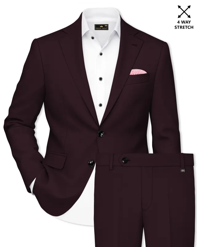 Imperio-korean Eclipse Purple 4-Way Stretch Wrinkle-Free Fluid Drape Fabric Single Breasted Suit made by French Crown