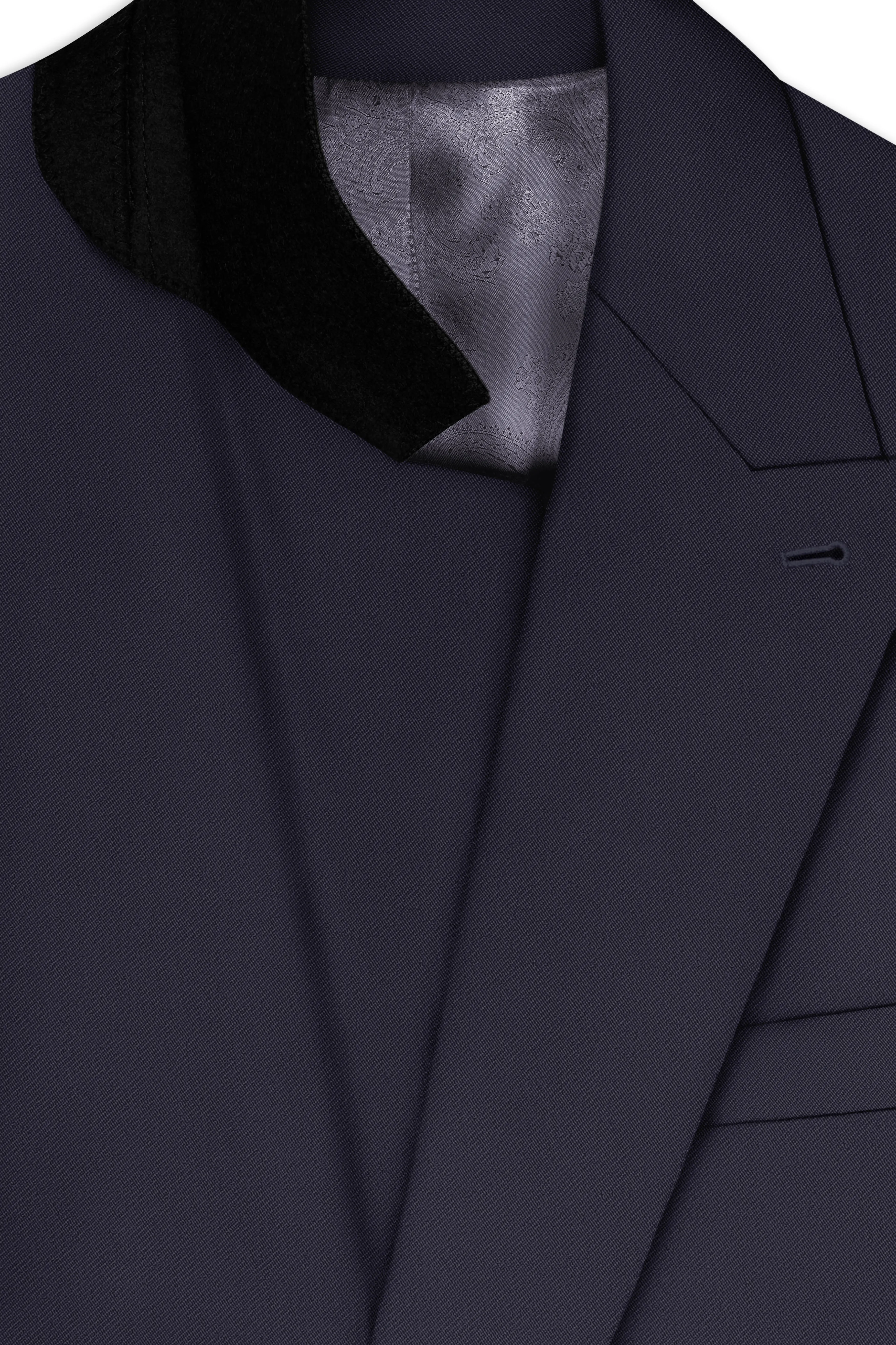 Kairo-Korean Charcoal Gray 4-Way Stretch Wrinkle-Free Fluid Drape Fabric Double Breasted Suit sold by French Crown product image thumbnail 5