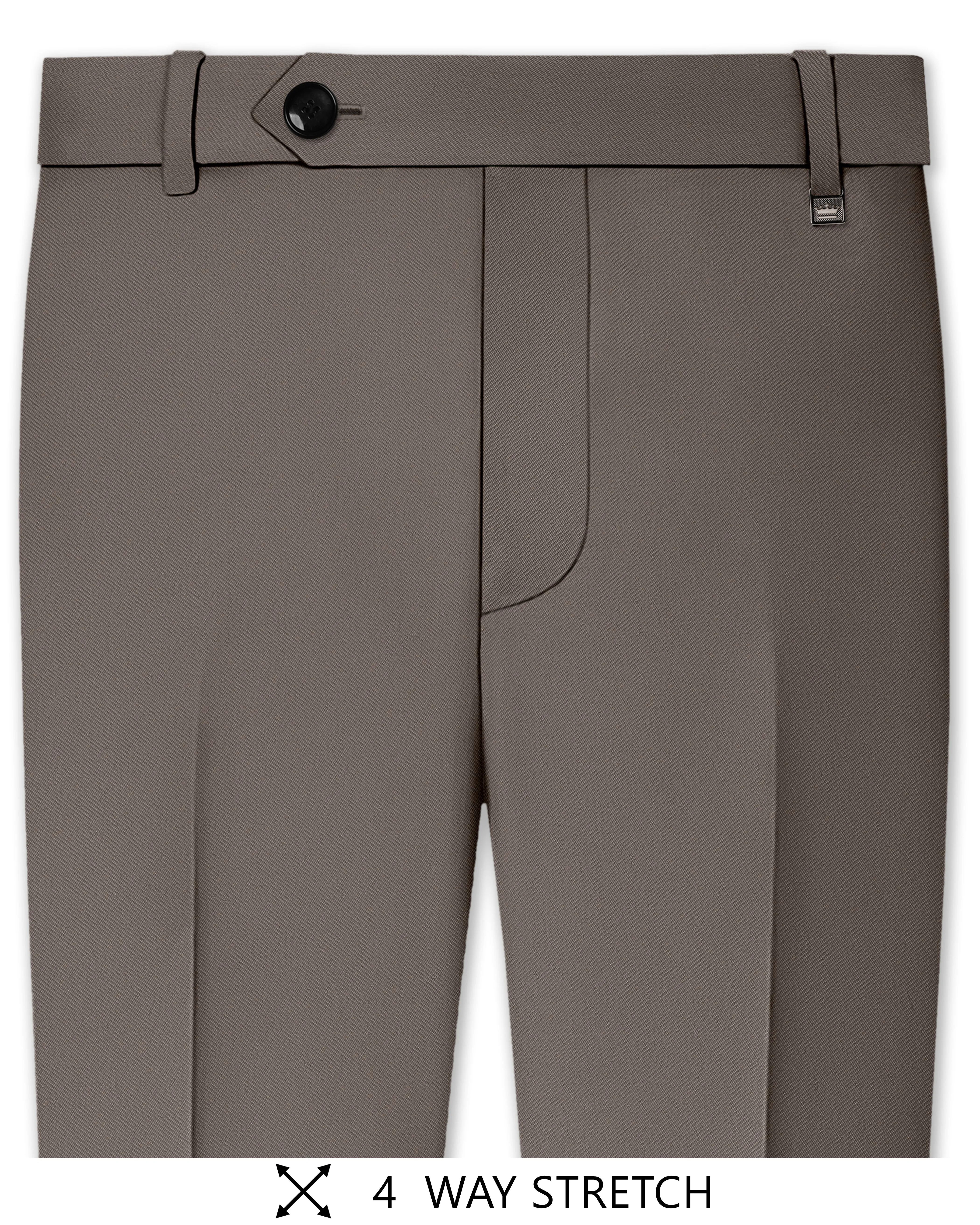 Monarch-Korean Flint Brown 4-Way Stretch Wrinkle-Free Fluid Drape Fabric Stretchable Waistband Pant sold by French Crown