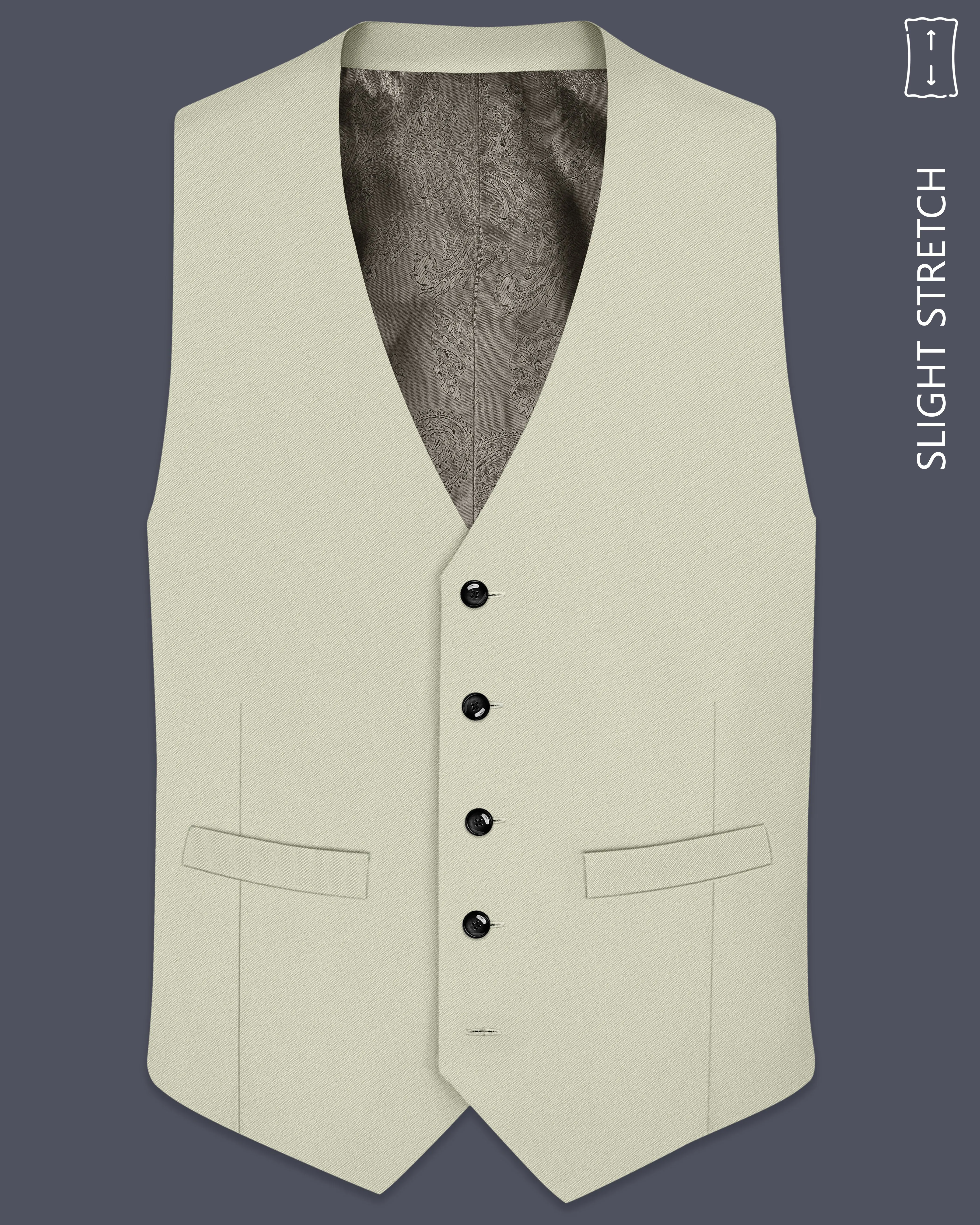 Verde-Tana Green Wool Rich Slight Stretch Waistcoat sold by French Crown
