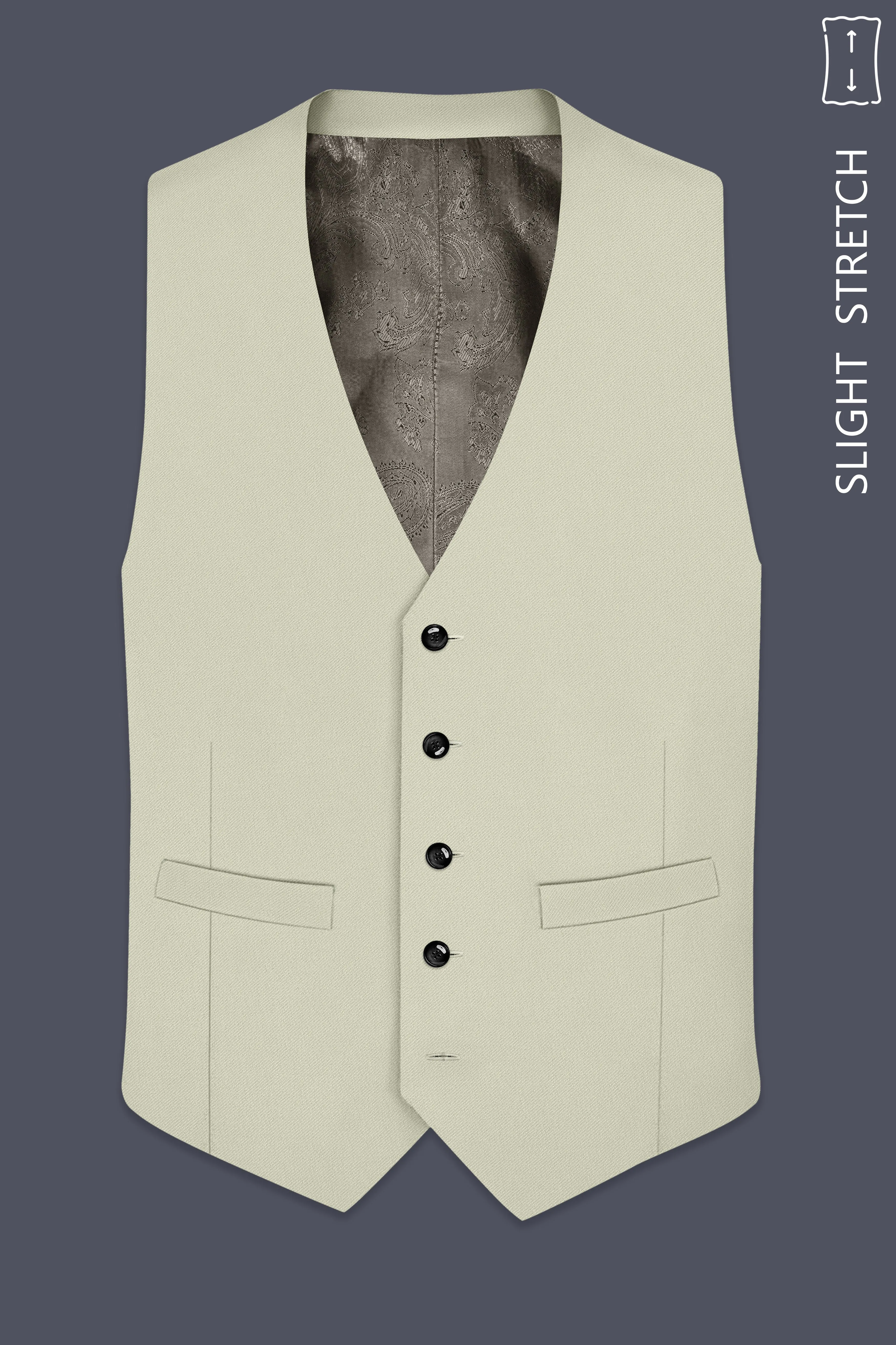 Verde-Tana Green Wool Rich Slight Stretch Waistcoat sold by French Crown product image thumbnail 2