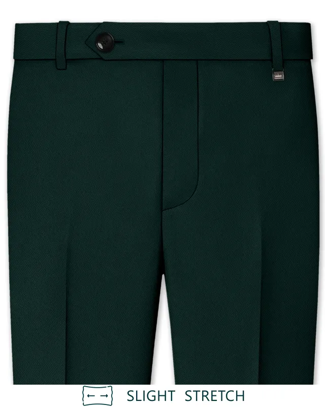 Lustre-Emerald Green Wool Rich Slight Stretch Waistband Pant made by French Crown
