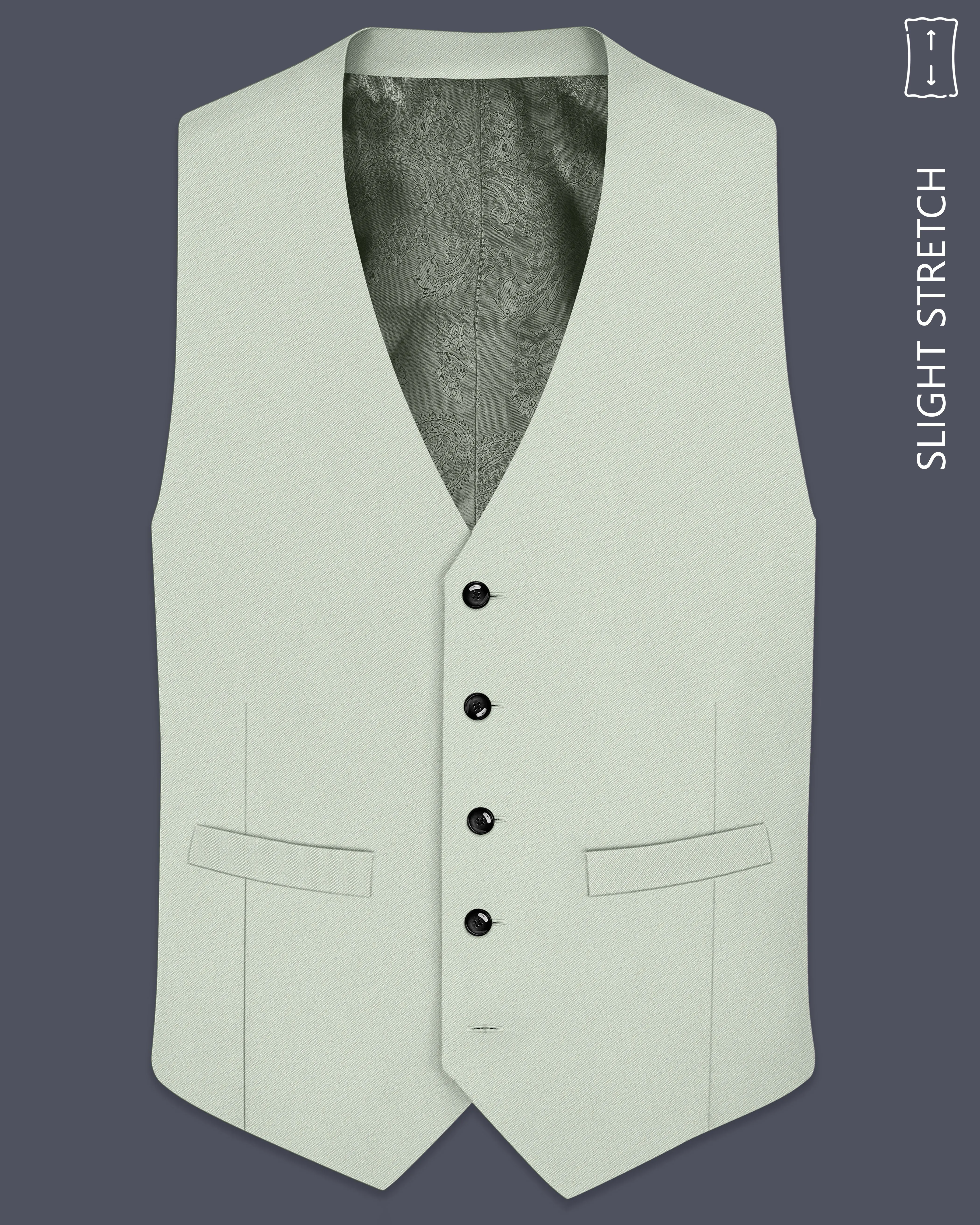 Ascend-Tasman Green Wool Rich Slight Stretch Waistcoat sold by French Crown