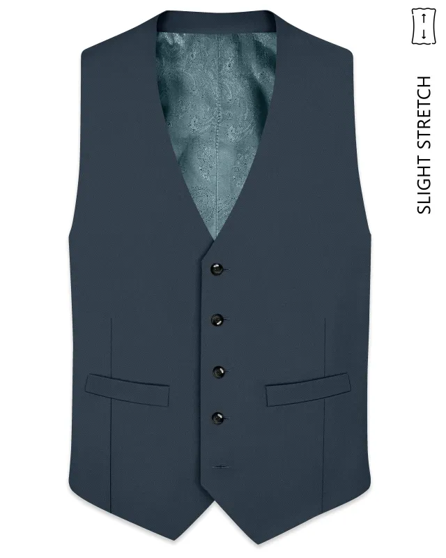 Titan-Shark Gray Wool Rich Slight Stretch Waistcoat made by French Crown