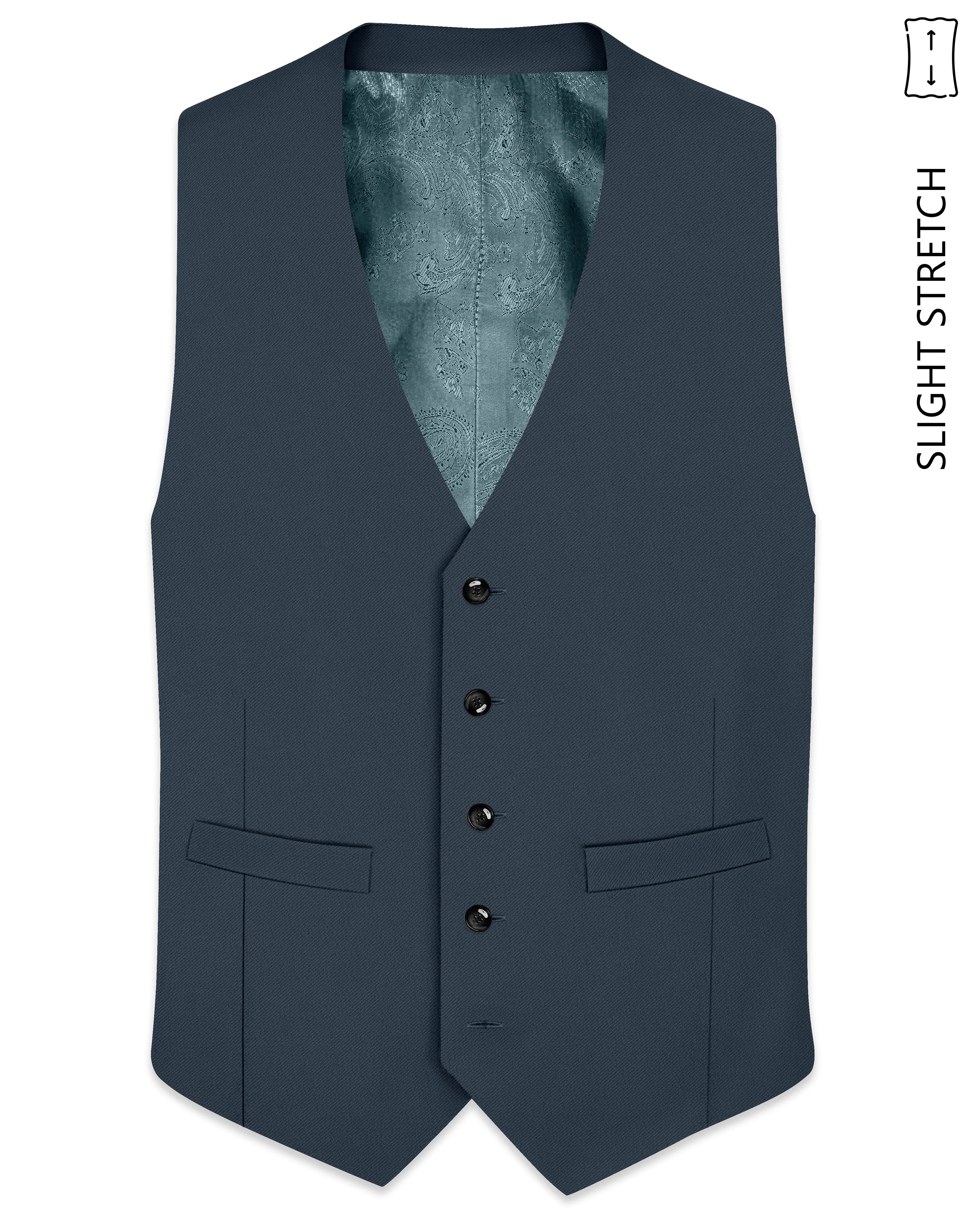 Titan-Shark Gray Wool Rich Slight Stretch Waistcoat sold by French Crown
