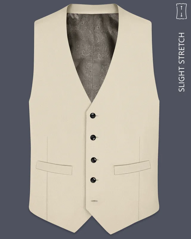 Ivora-Almond Cream Wool Rich Slight Stretch Waistcoat made by French Crown
