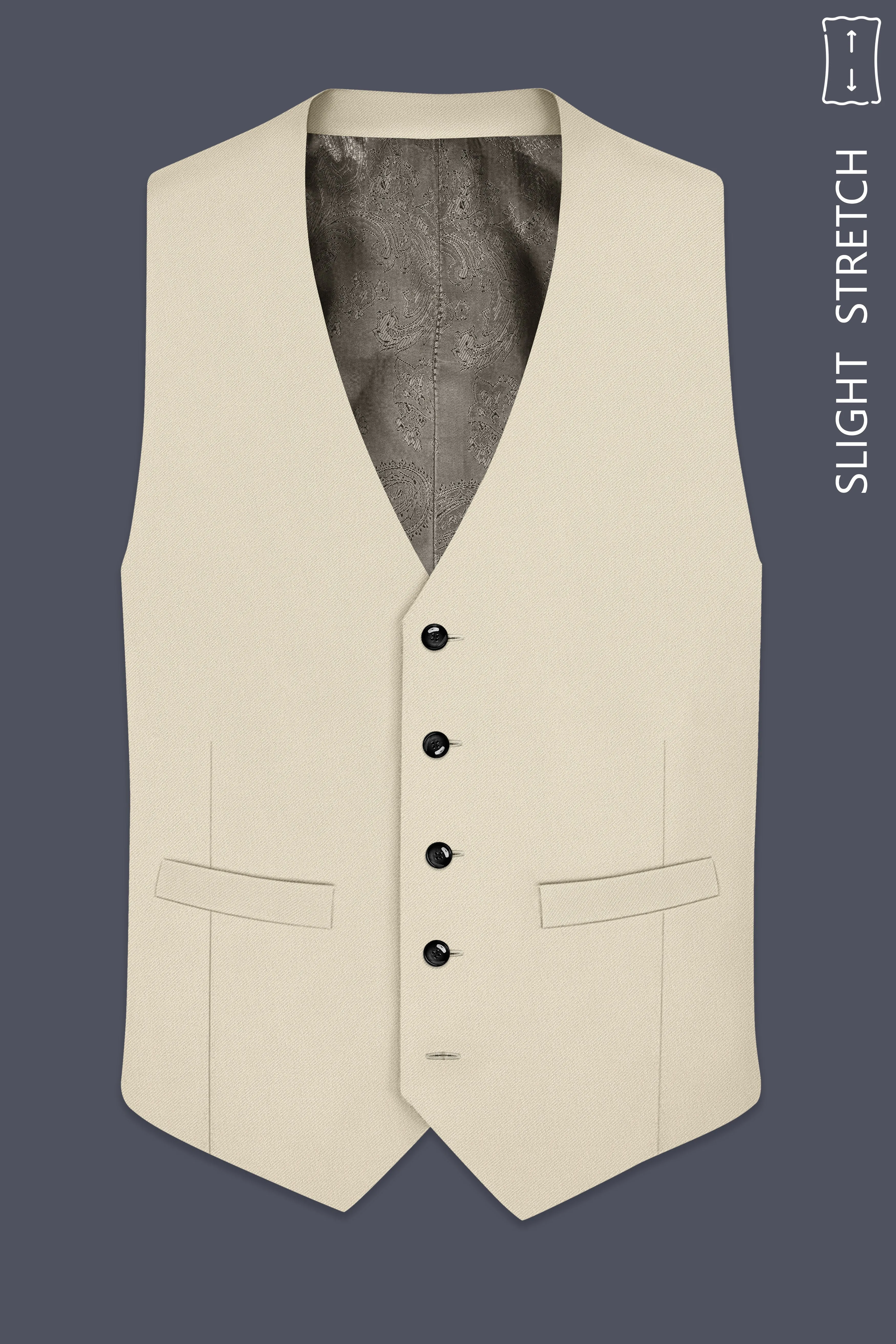 Ivora-Almond Cream Wool Rich Slight Stretch Waistcoat sold by French Crown product image thumbnail 2