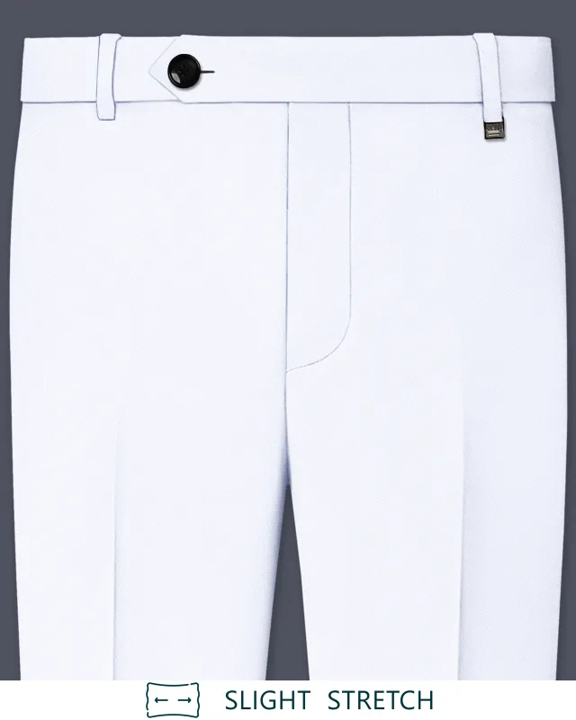 Ivory-Bright White Wool Rich Slight Stretch Waistband Pant made by French Crown