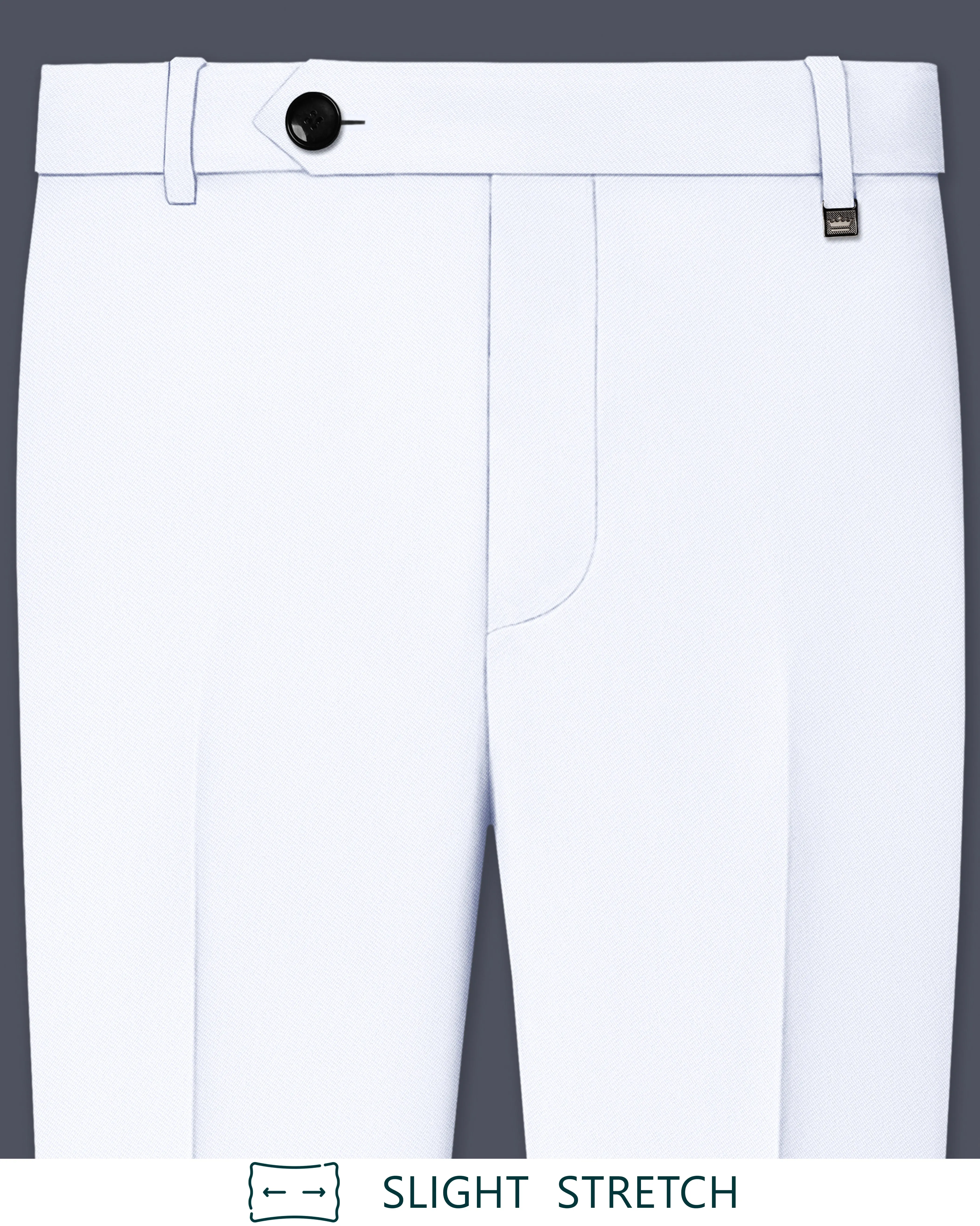 Ivory-Bright White Wool Rich Slight Stretch Waistband Pant sold by French Crown