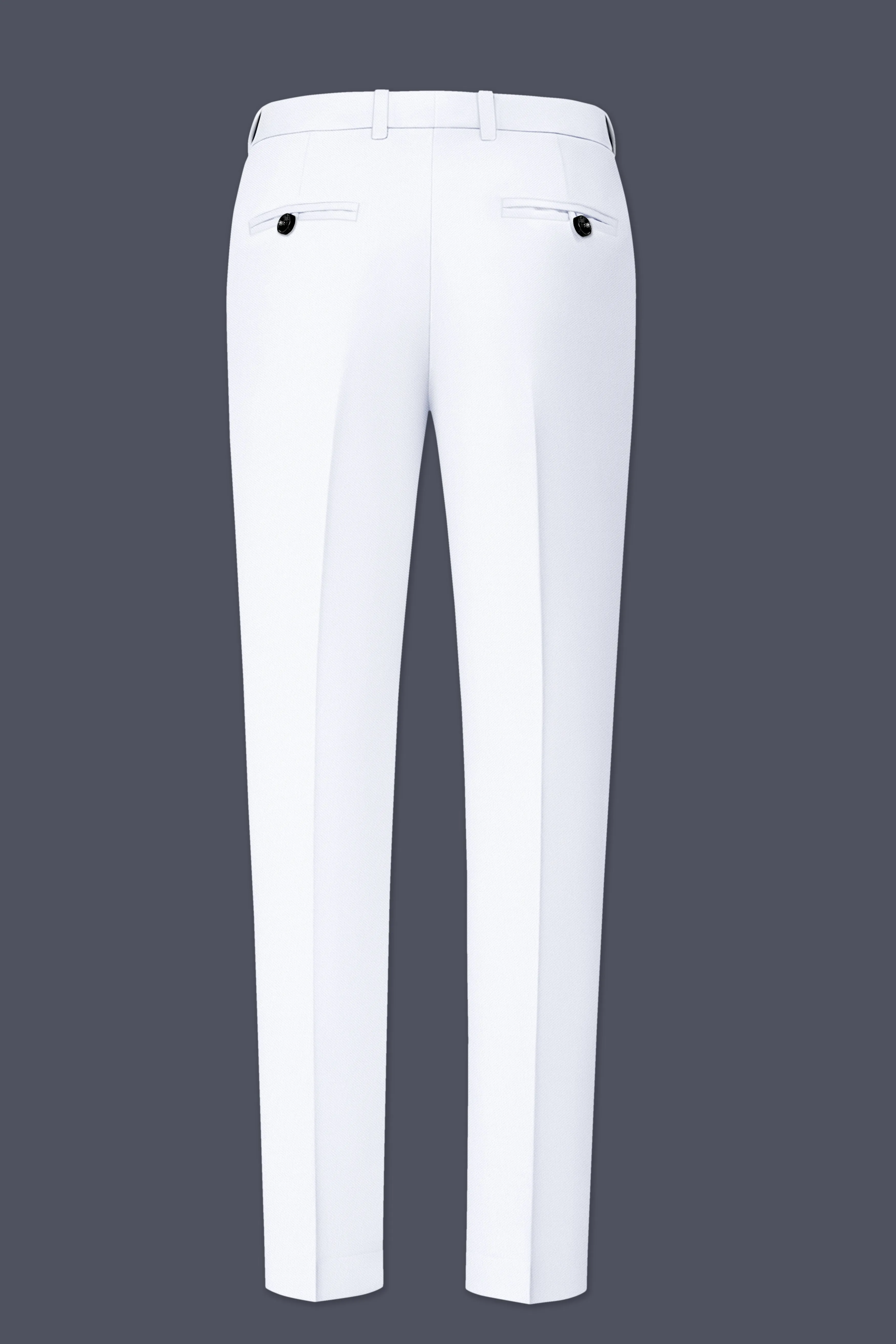 Ivory-Bright White Wool Rich Slight Stretch Waistband Pant sold by French Crown product image thumbnail 5
