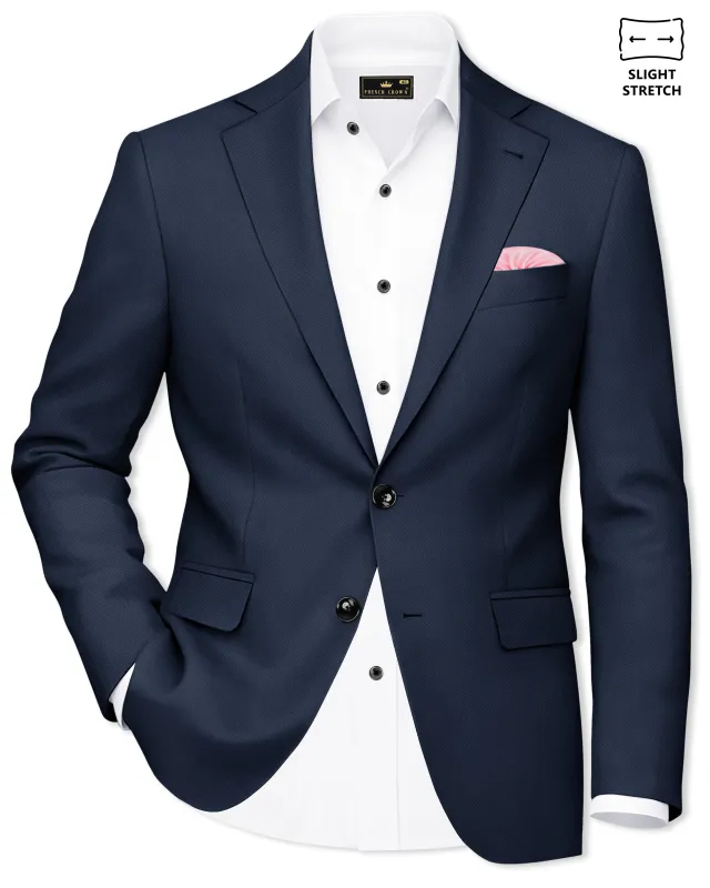 Nautis-Baltic Blue Wool Rich Slight Stretch Single Breasted Blazer made by French Crown