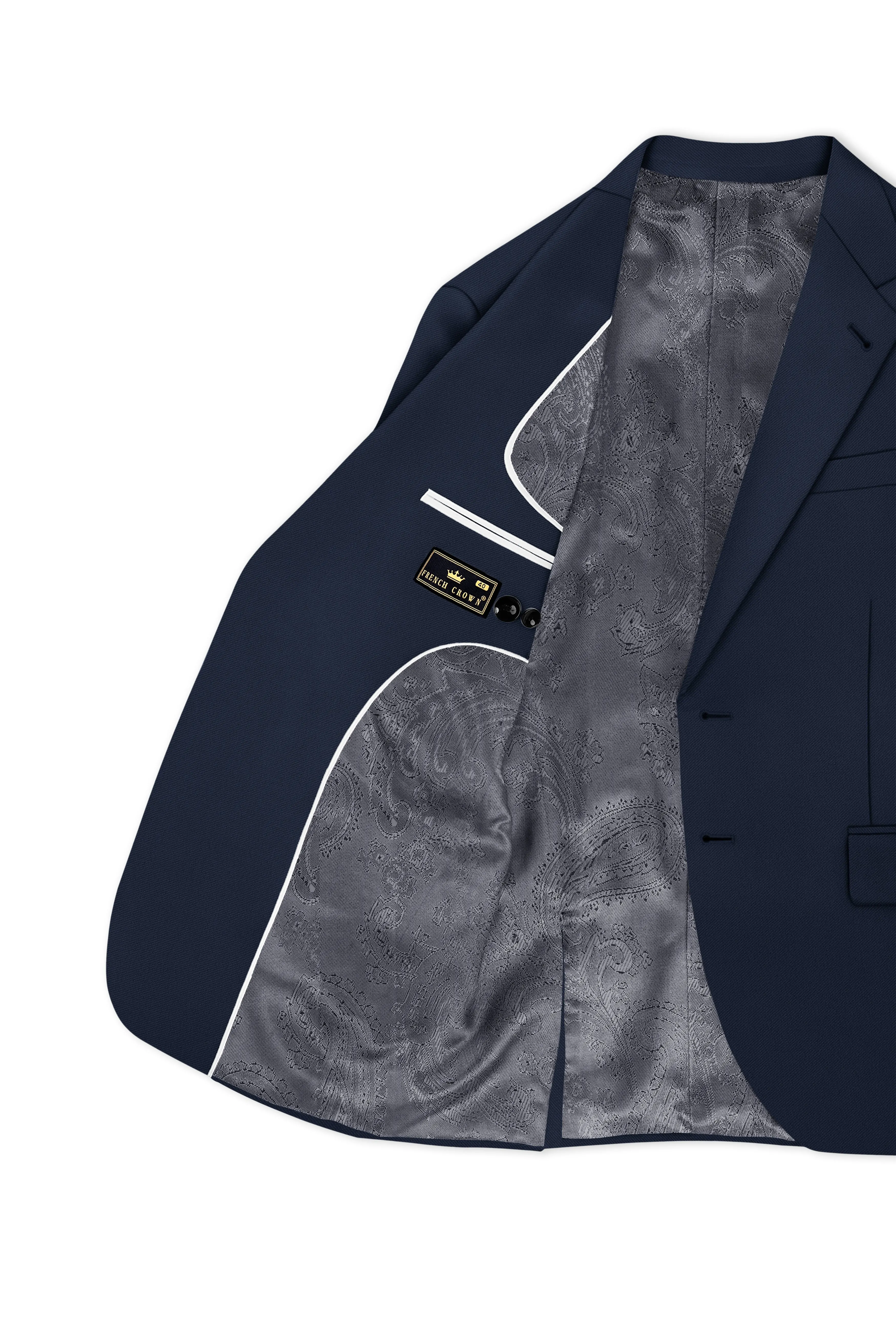 Nautis-Baltic Blue Wool Rich Slight Stretch Single Breasted Blazer sold by French Crown product image thumbnail 5