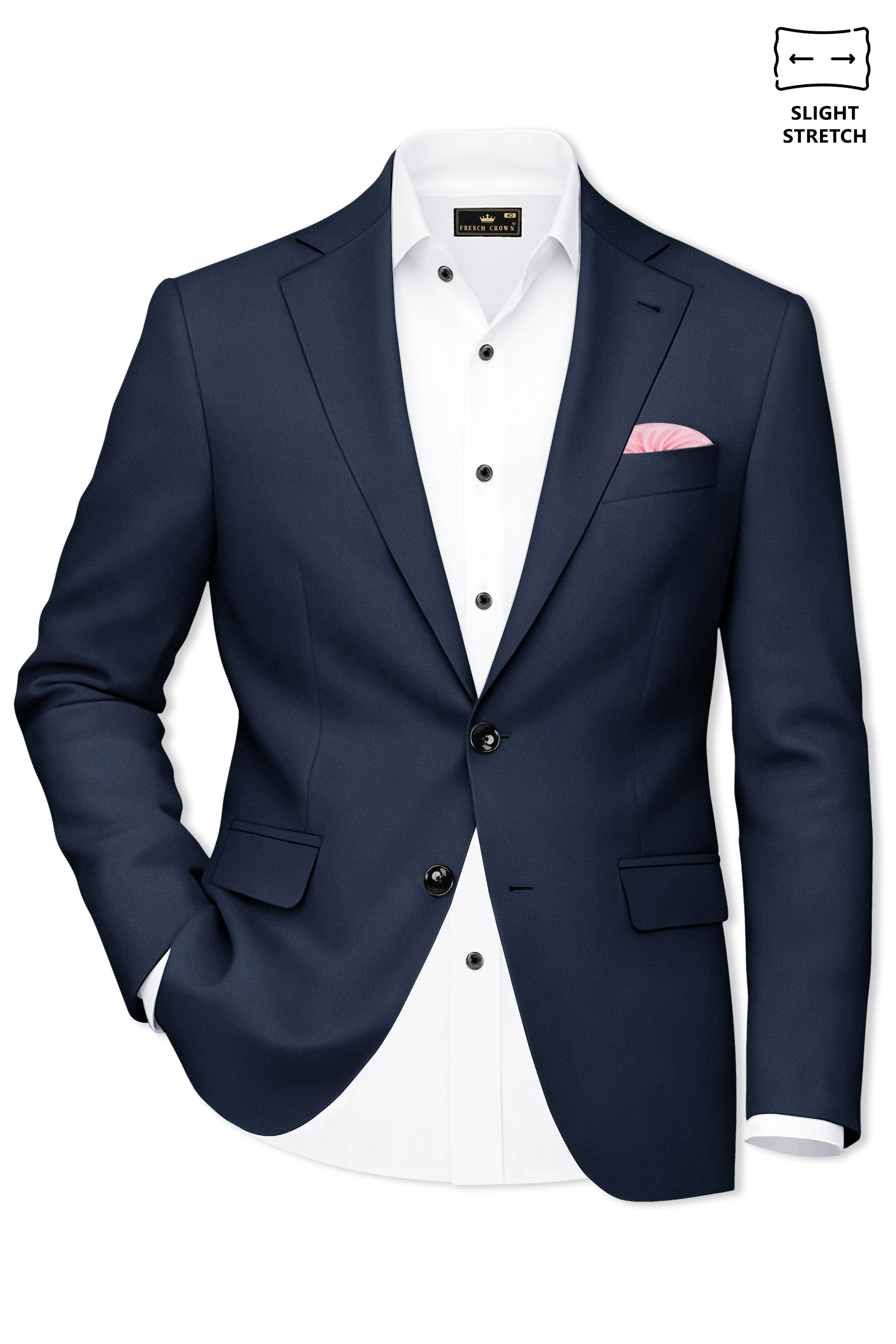 Nautis-Baltic Blue Wool Rich Slight Stretch Single Breasted Blazer sold by French Crown product image thumbnail 2
